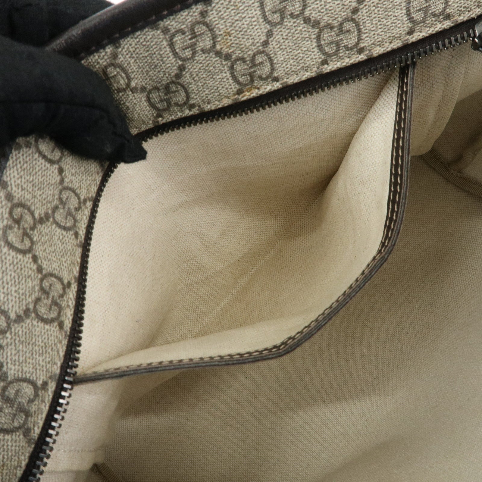 GUCCI GG Supreme Leather Tote Bag Shoulder Bag Beige Brown 211138
