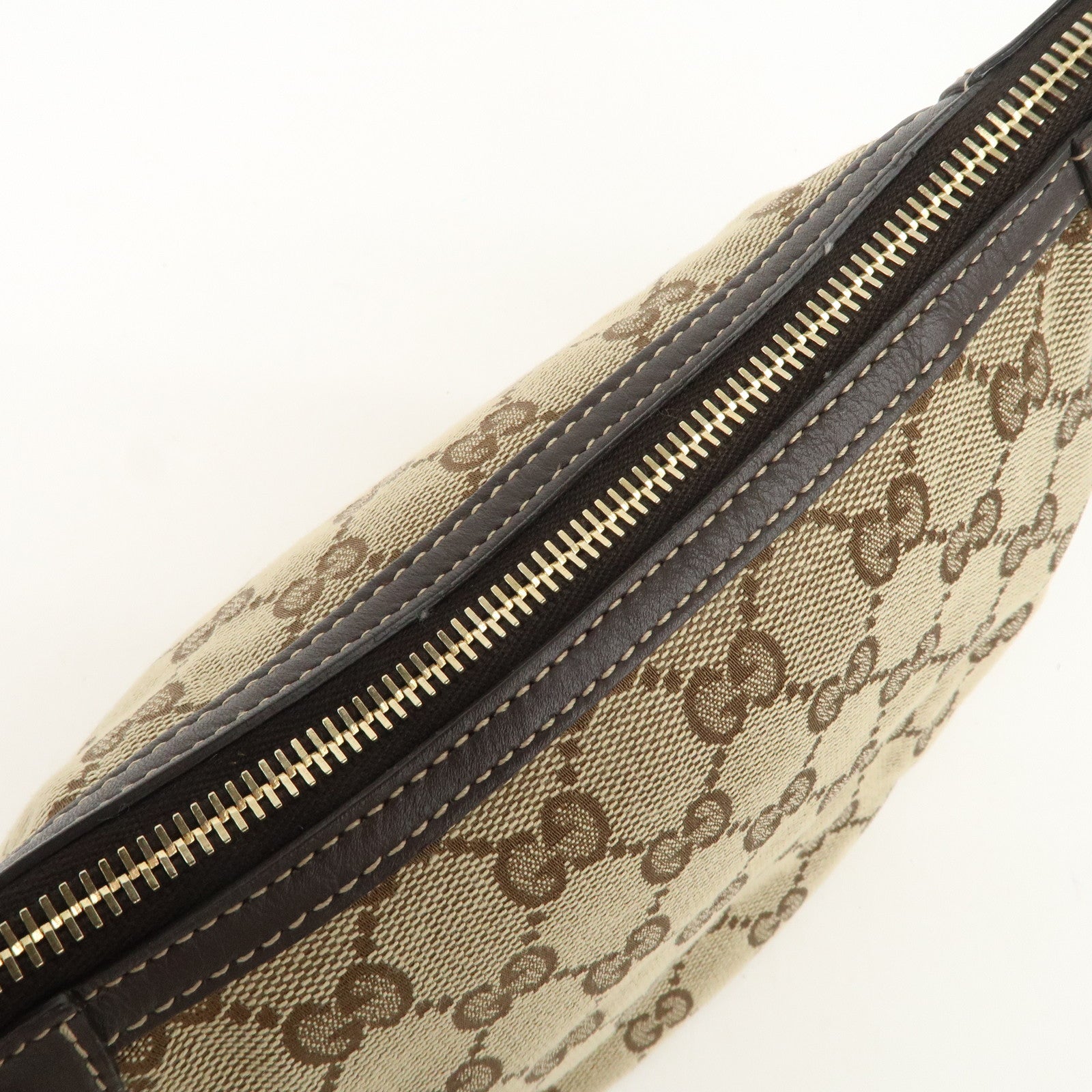 GUCCI Sherry GG Canvas Leather Shoulder Bag Beige Brown 224093 Used