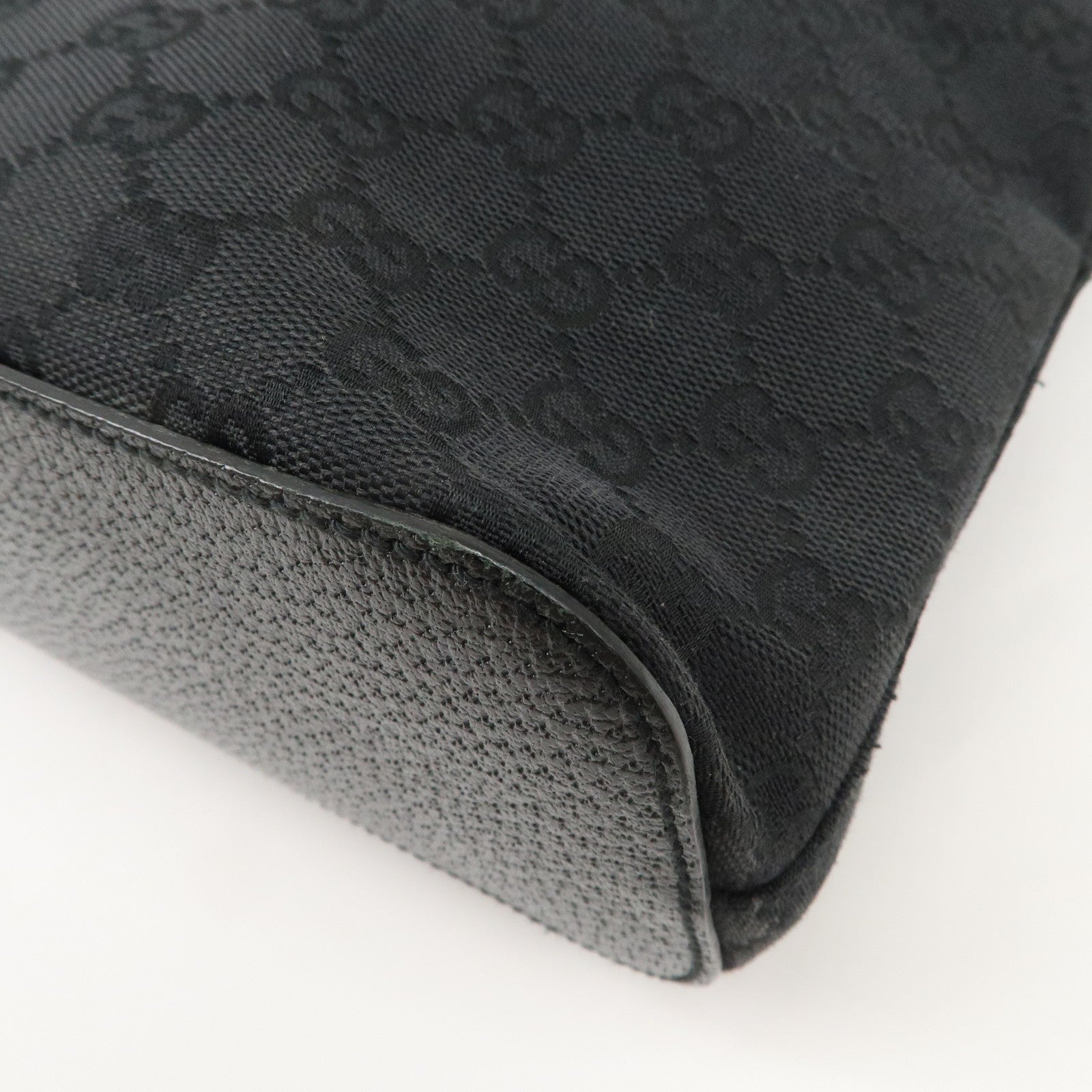 GUCCI GG Canvas Leather Shoulder Bag Hand Bag Black 115003 Used