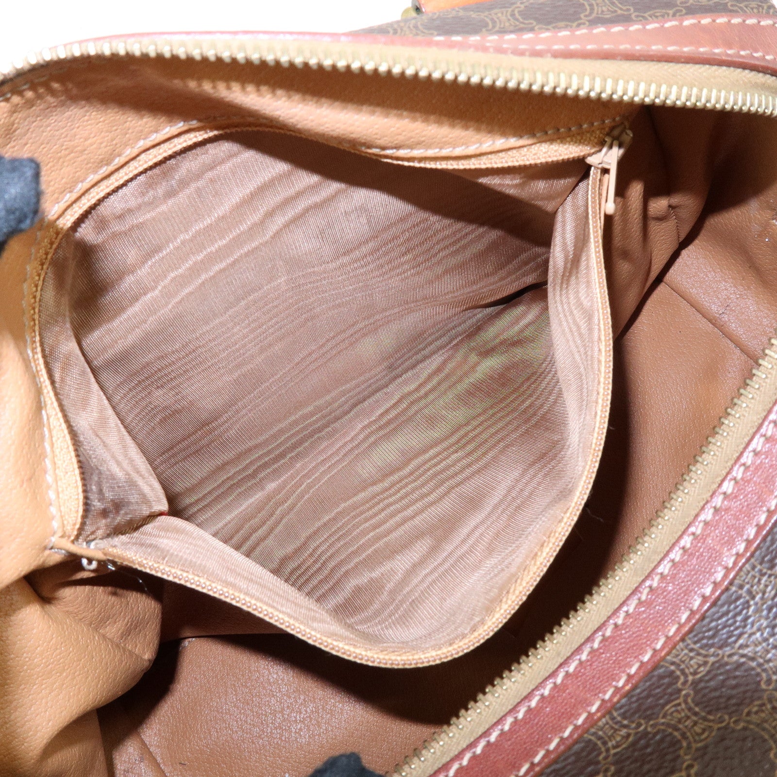 CELINE Macadam PVC Leather Boston Bag Hand Bag Brown