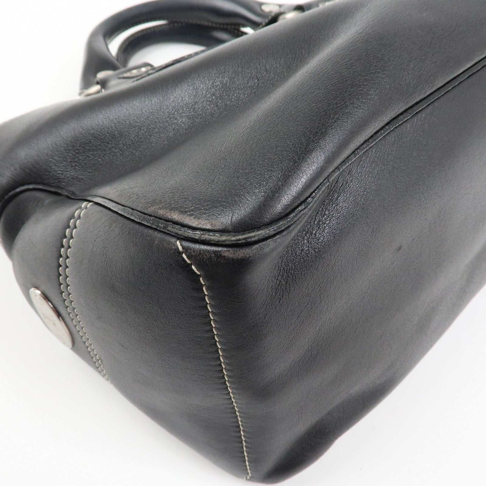 CELINE Leather Boogie Bag Macadam Engraved Hand Bag Tote Bag Black