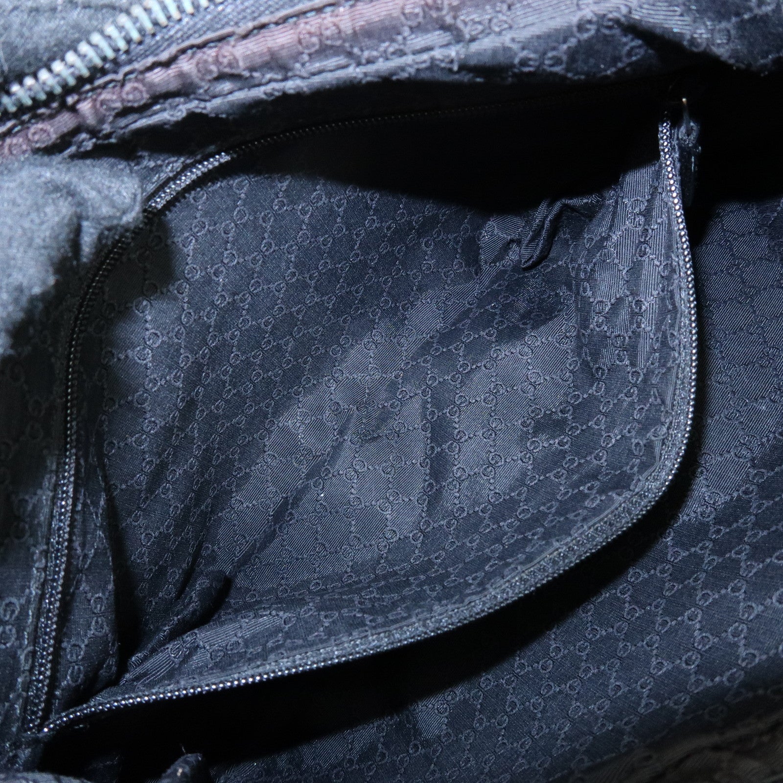 GUCCI Sherry Denim Leather Shoulder Bag Hand Bag Navy 01233