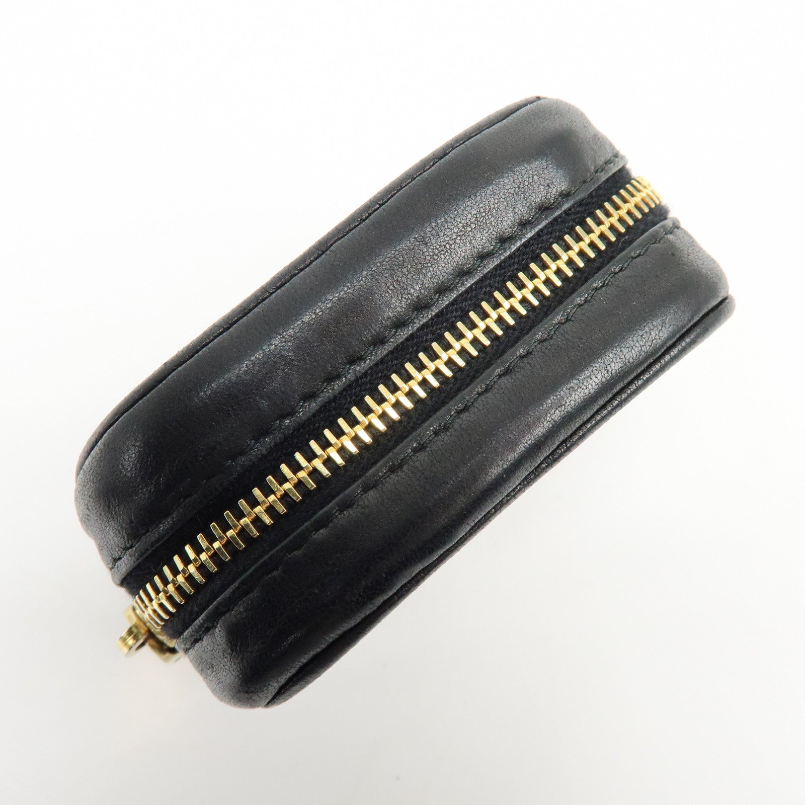 MIU MIU Nappa Leather Bag Charm Pouch Coin Case Black 5M1353