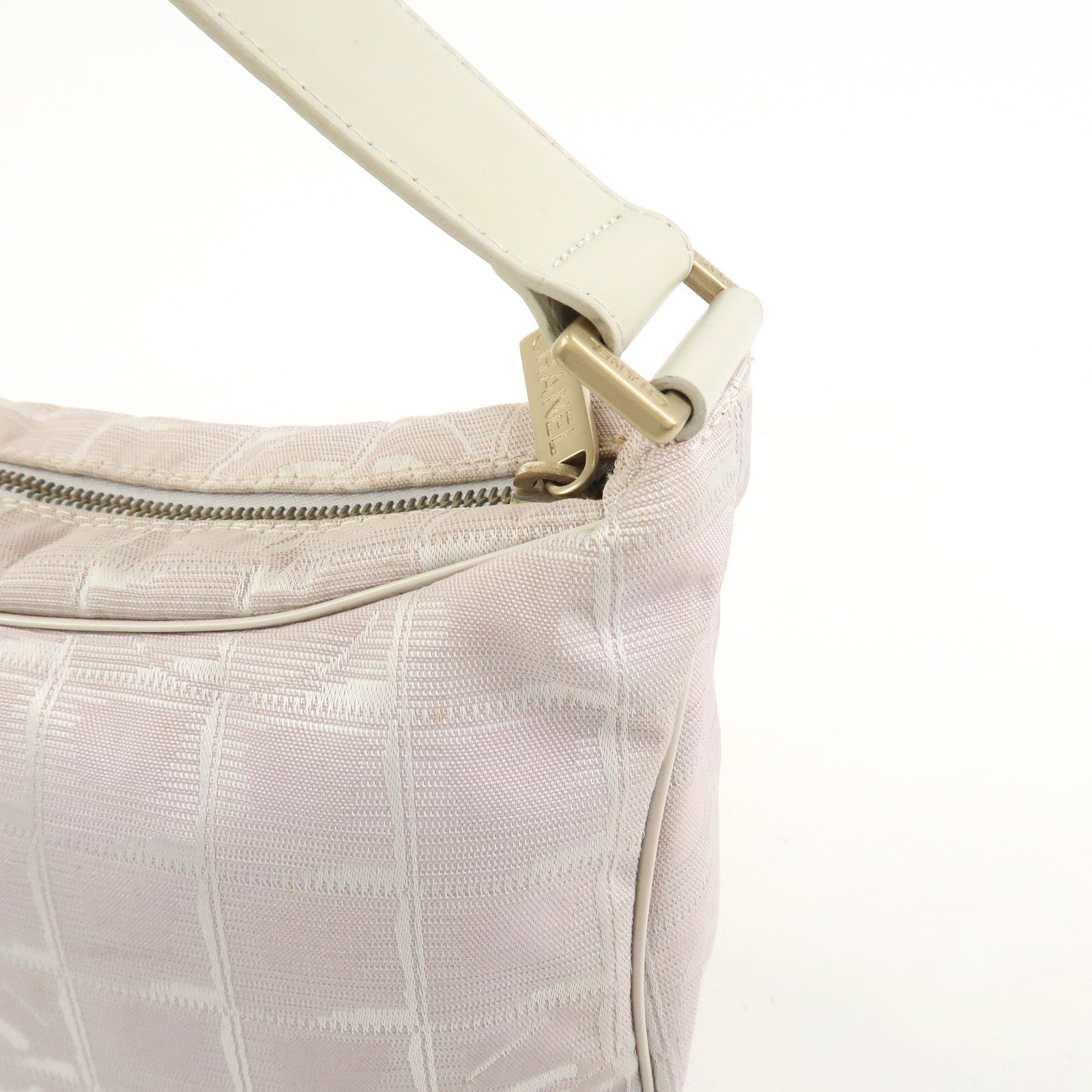 CHANEL New Travel Line Canvas Leather Shoulder Bag Hand Bag Pink