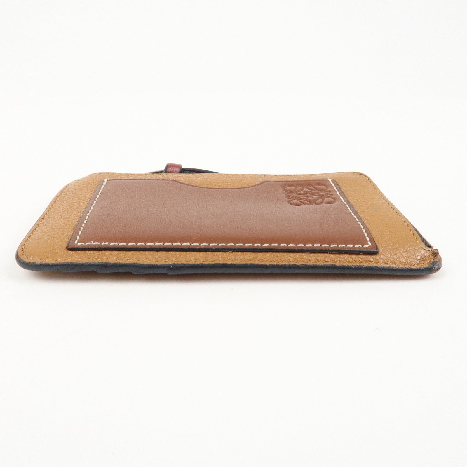 LOEWE Anagram Leather Fragment Card Case Brown