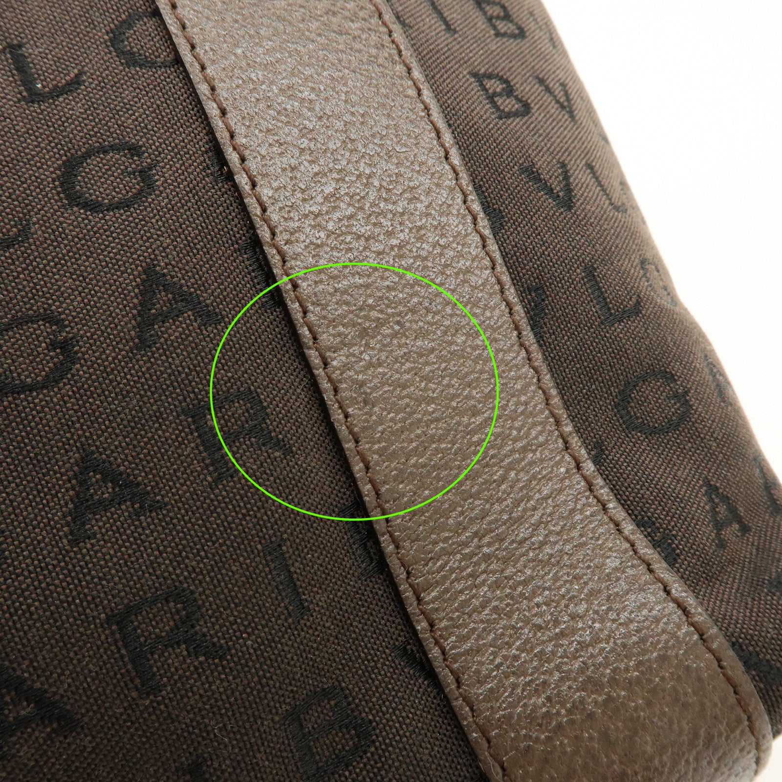 BVLGARI Logomania Canvas Leather Shoulder Bag Tote Bag Brown