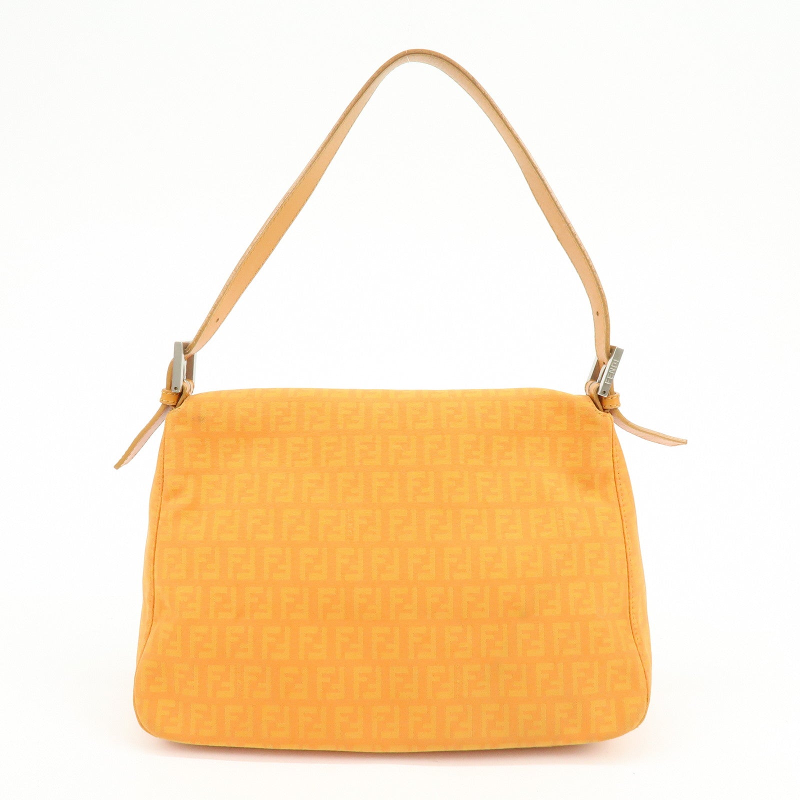 FENDI Mamma Baguette Zucchino Canvas Leather Shoulder Bag 8BR001