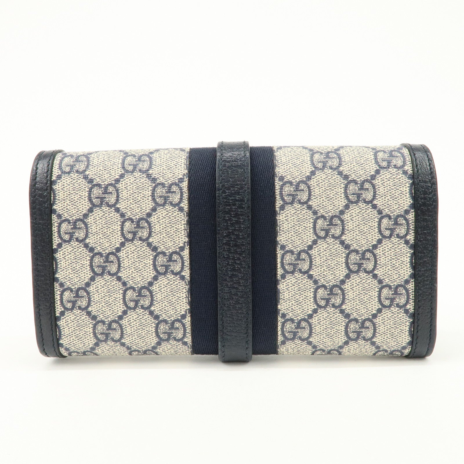 GUCCI New Jackie 1961 Sherry GG Supreme Chain Wallet Navy 652681