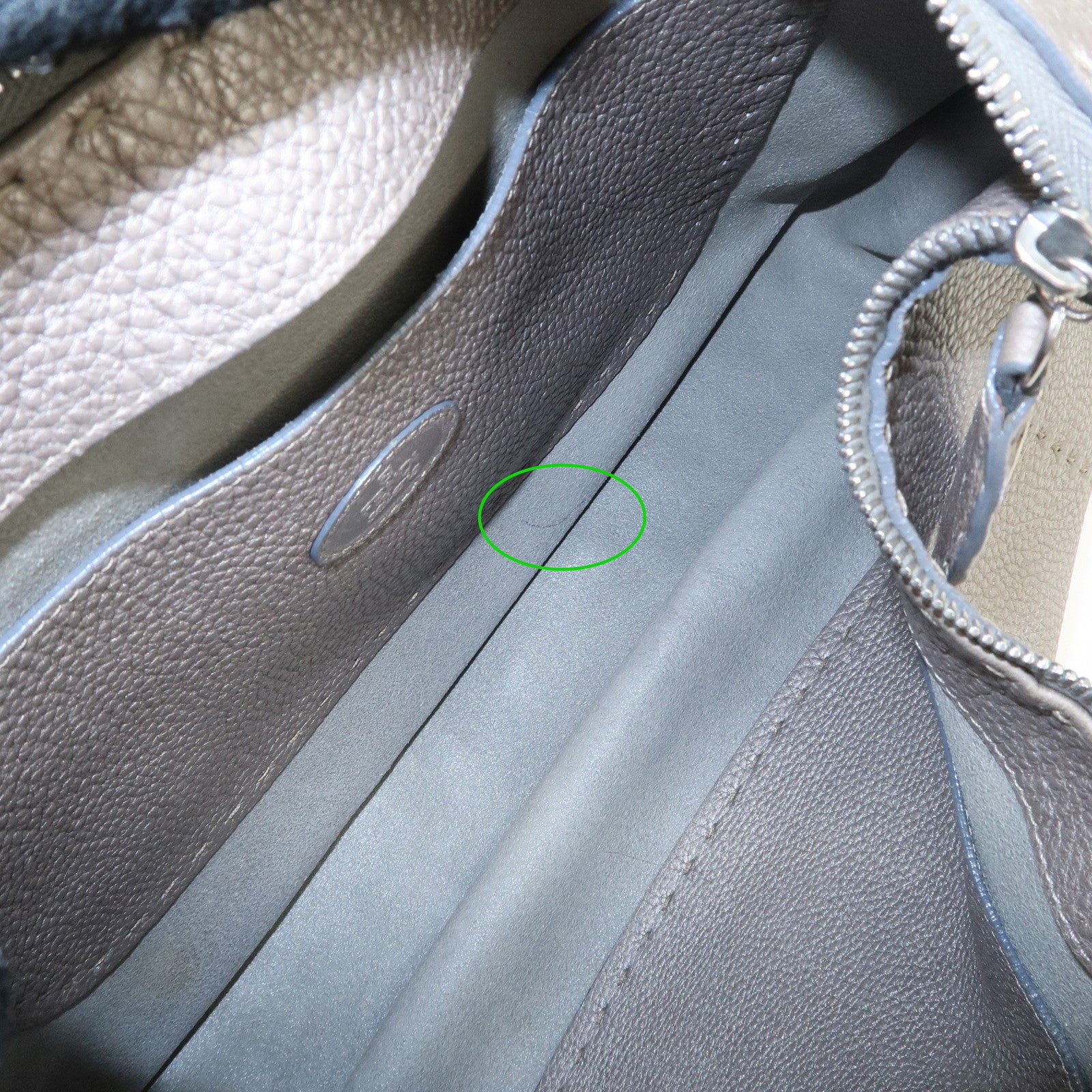 FENDI Selleria Leather Tote Bag Shoulder Bag Hand Bag Gray Used