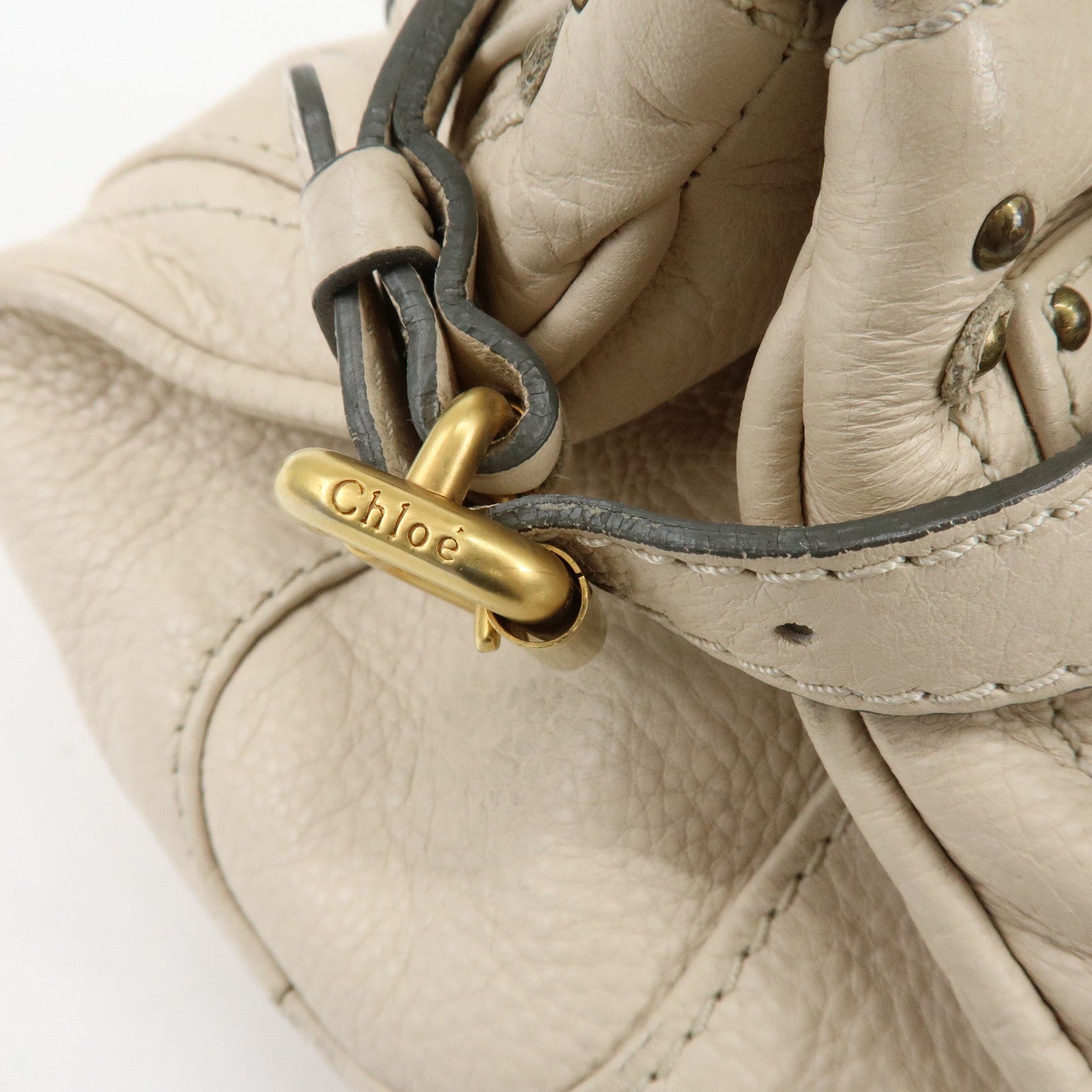 Chloe Paddington Leather Hand Bag Boston Bag Shoulder Bag Ivory