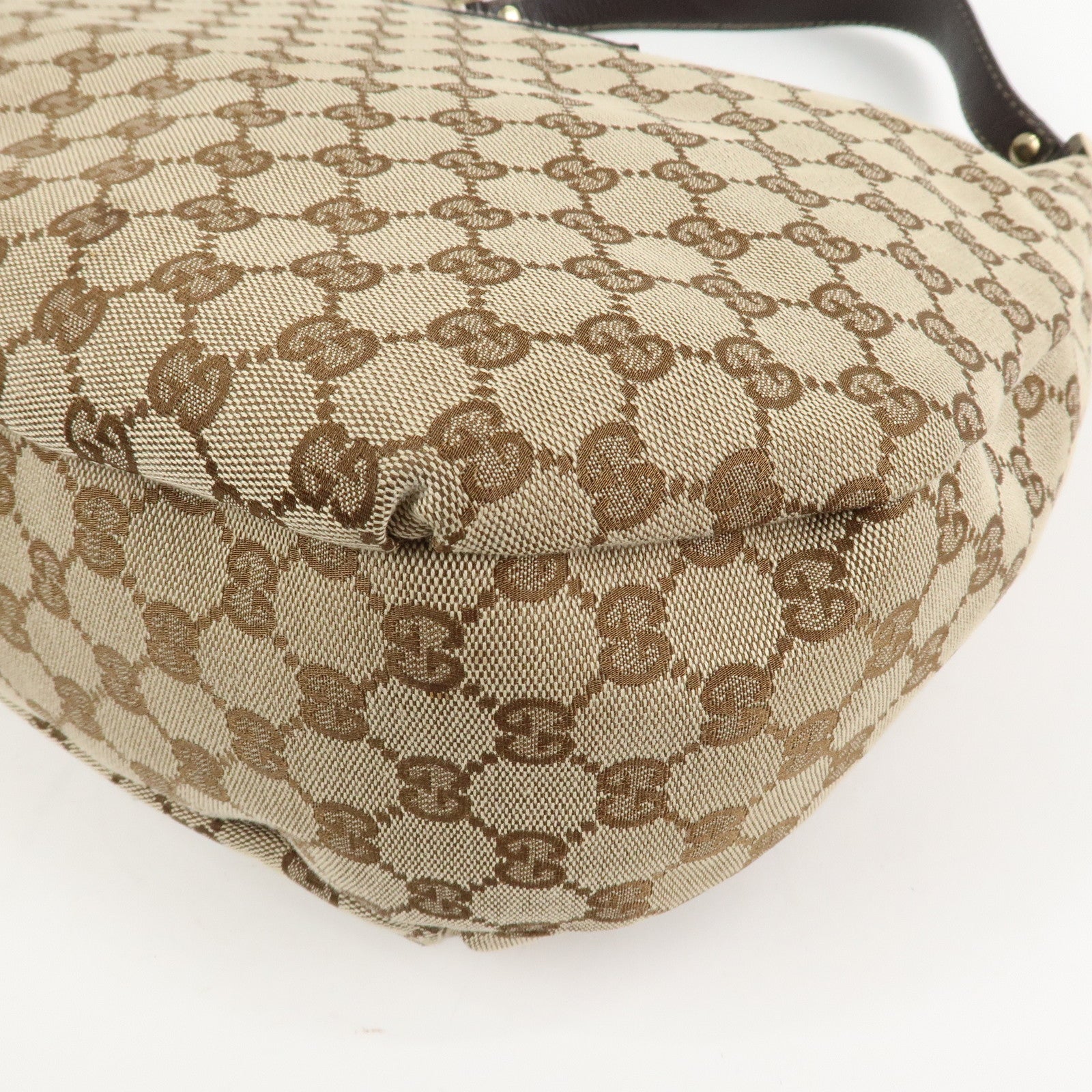GUCCI GG Canvas Shoulder Bag Hand Bag Beige Brown 211933