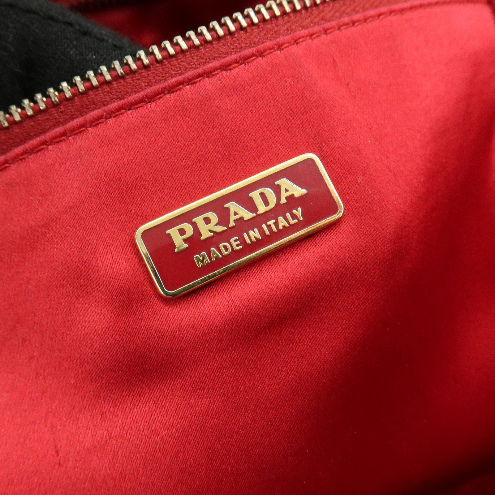 PRADA Triangle Logo Saffiano Leather Shoulder Bag Hand Bag Red