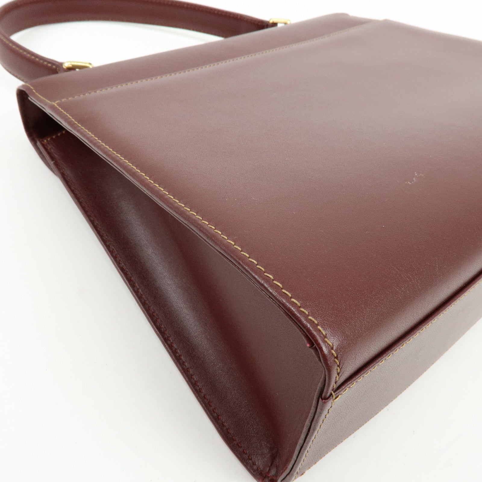 Cartier Must de Cartier Calf Skin Hand Bag Tote Bag Bordeaux