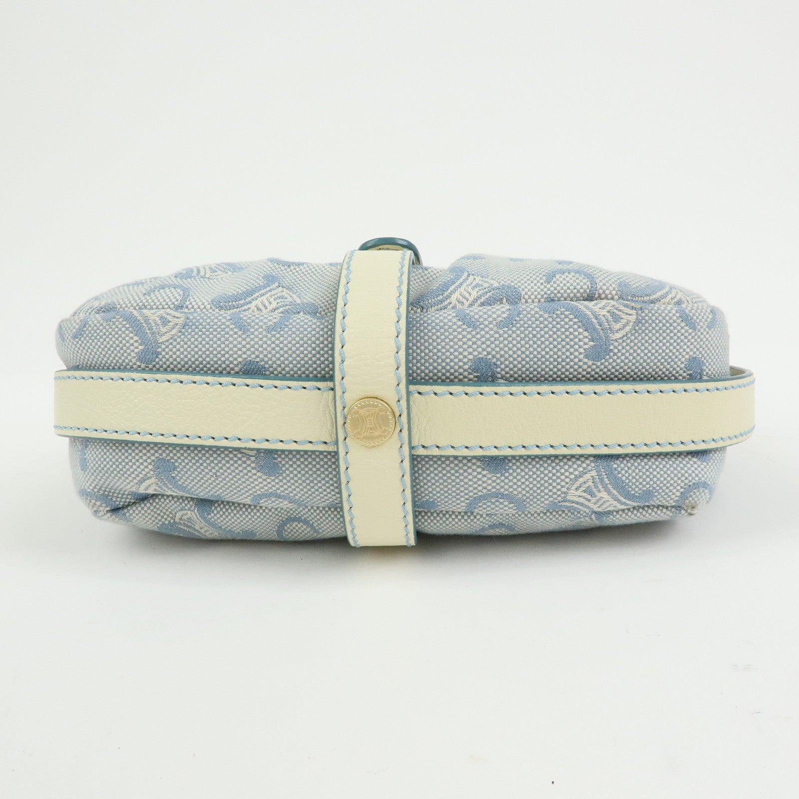 CELINE Macadam Canvas Leather Shoulder Bag Crossbody Bag Light Blue