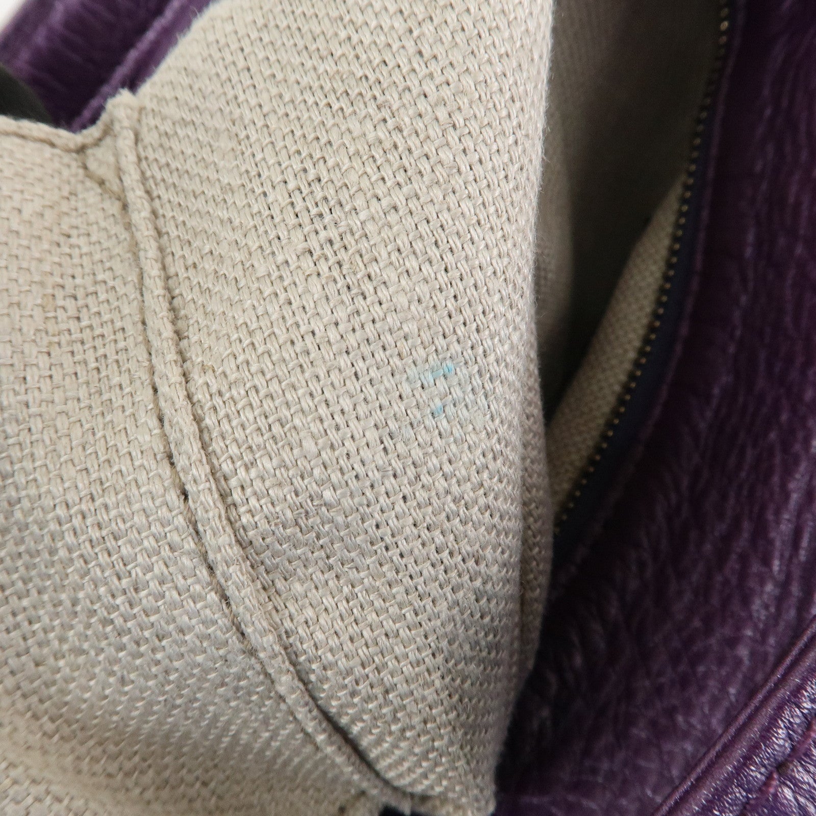 GUCCI Leather Shoulder Bag Hand Bag Metallic Purple 268749