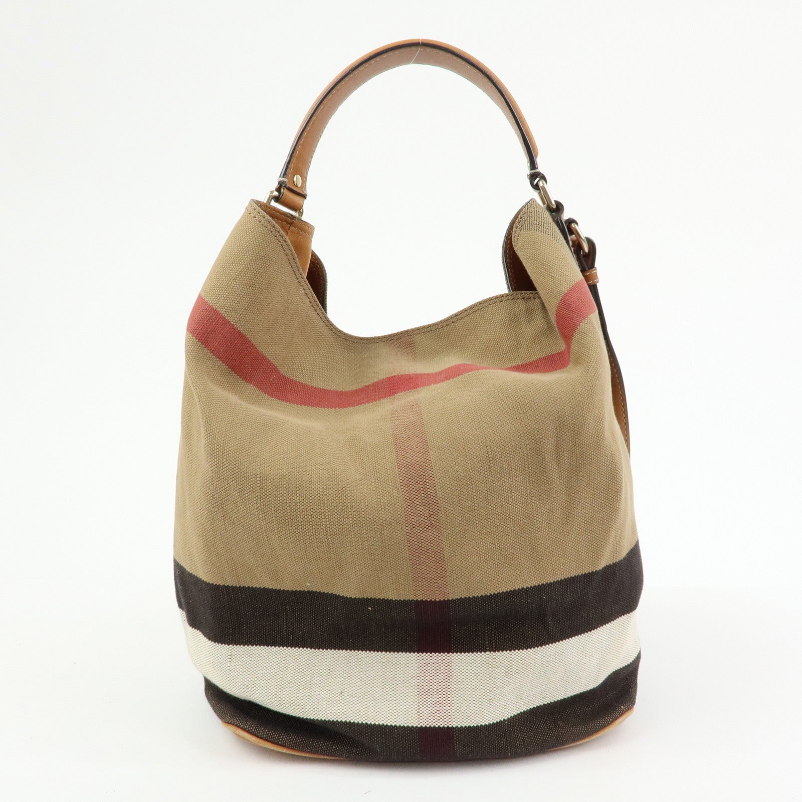 Burberry Nova Plaid Canvas Leather 2Way Shoulder Bag Beige Brown