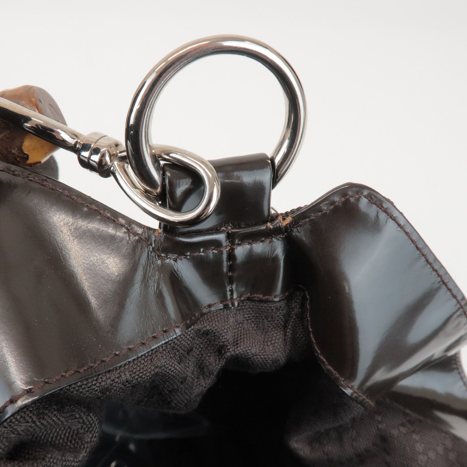 GUCCI Bamboo Nylon Canvas Leather 2Way Hand Shoulder Bag 001.2404