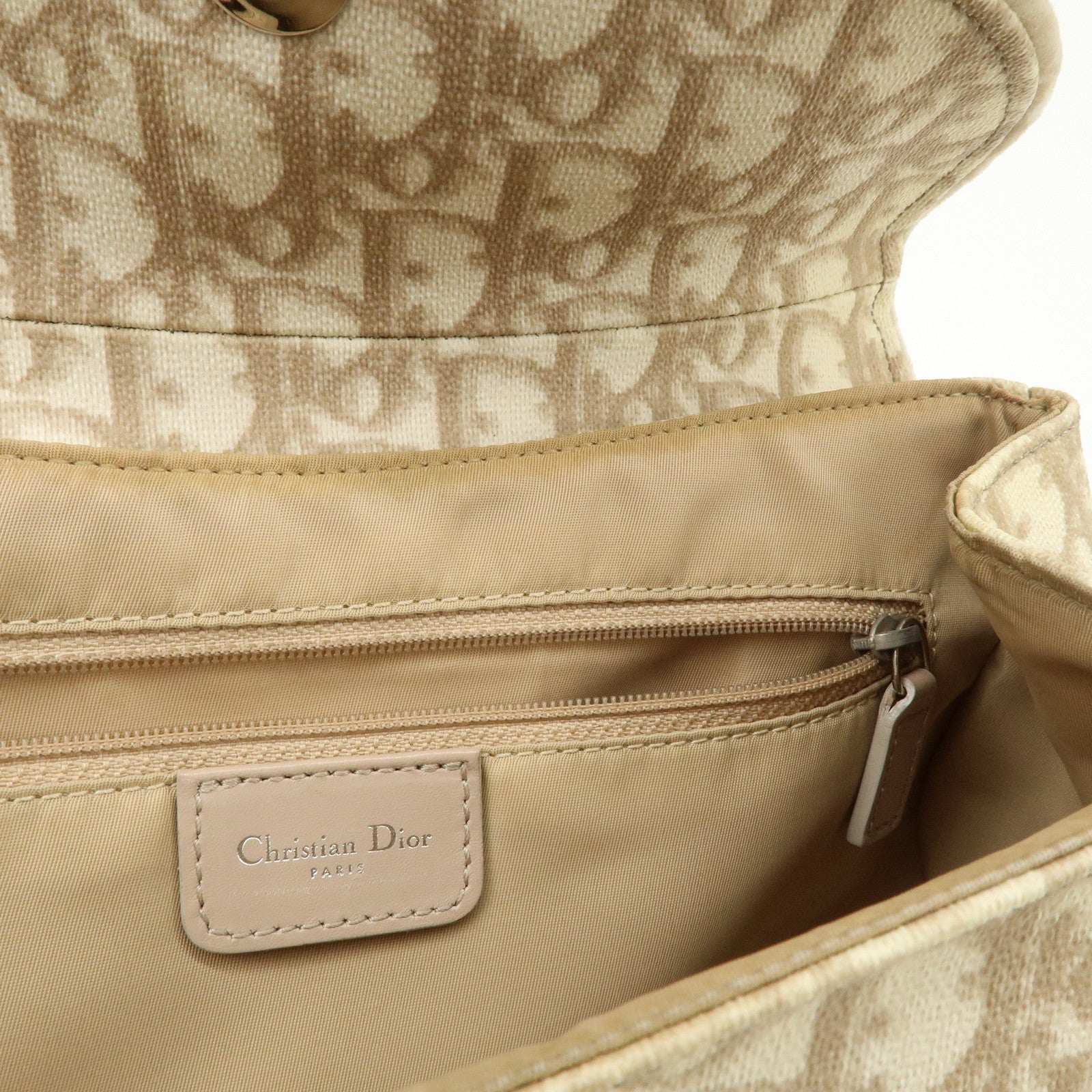 Christian Dior Romantic Trotter PVC Leather Shoulder Bag Hand Bag Beige