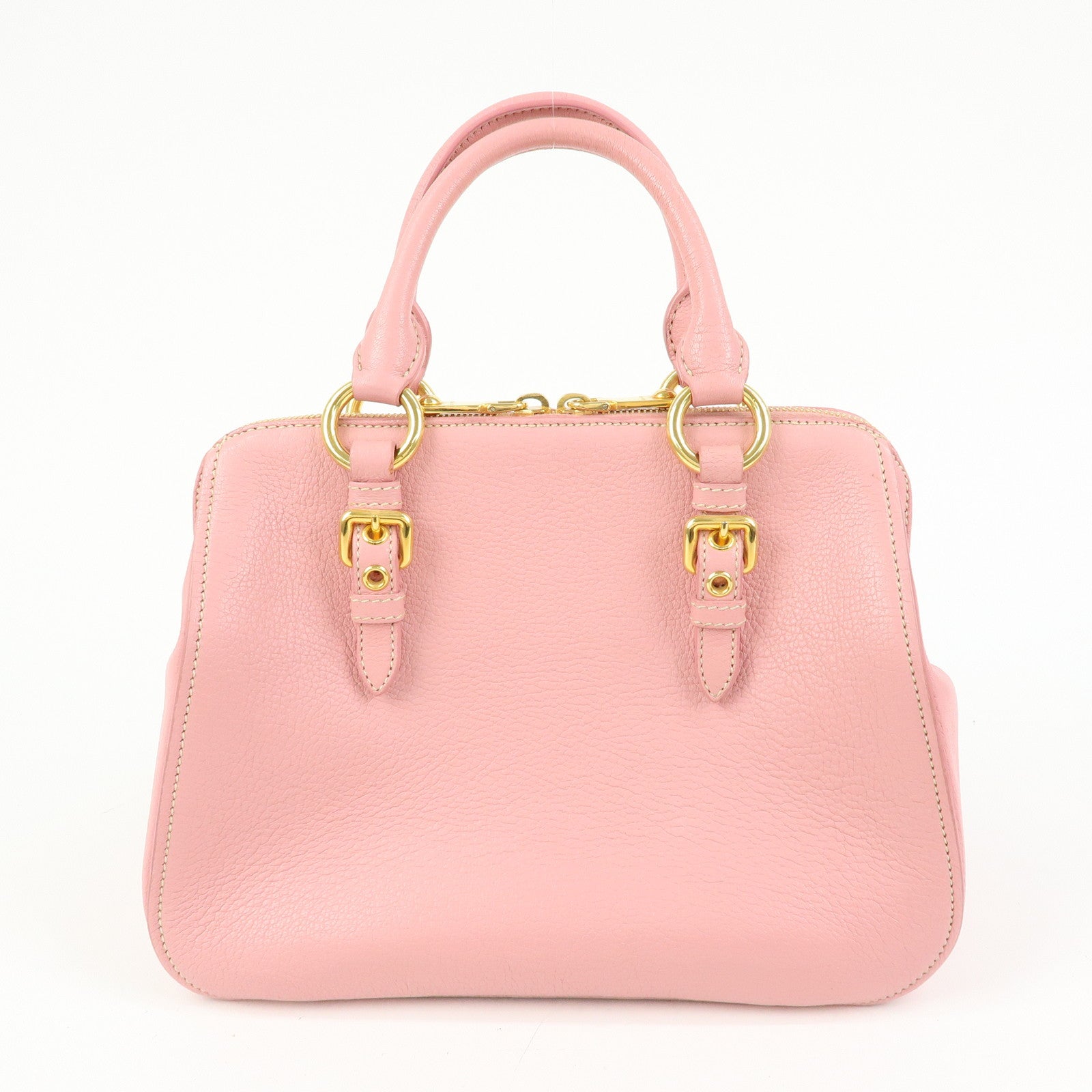 MIU MIU Logo Leather 2Way Bag Hand Bag Pink
