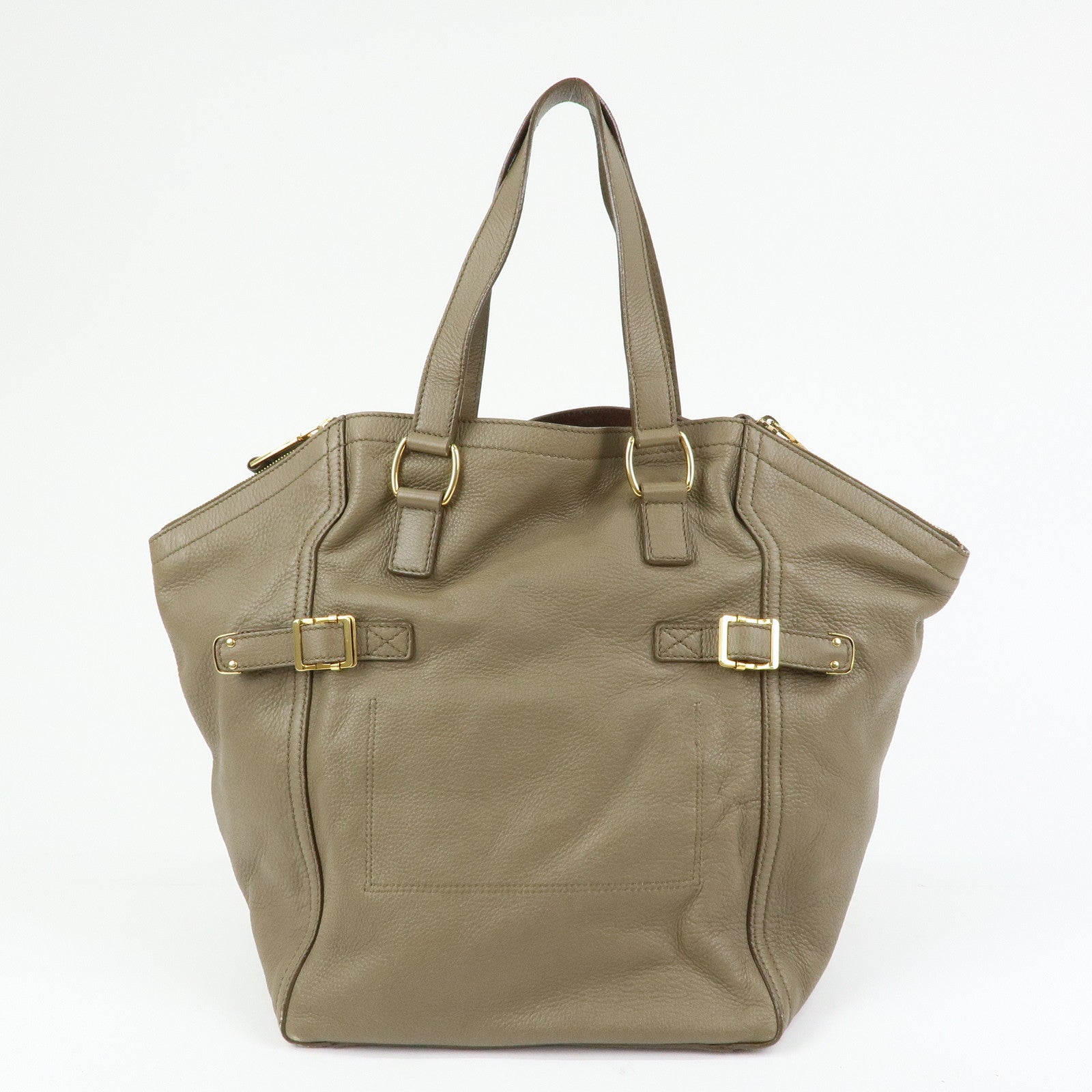 SAINT LAURENT PARIS Y Line Leather Tote Shoulder Bag Brown 257427