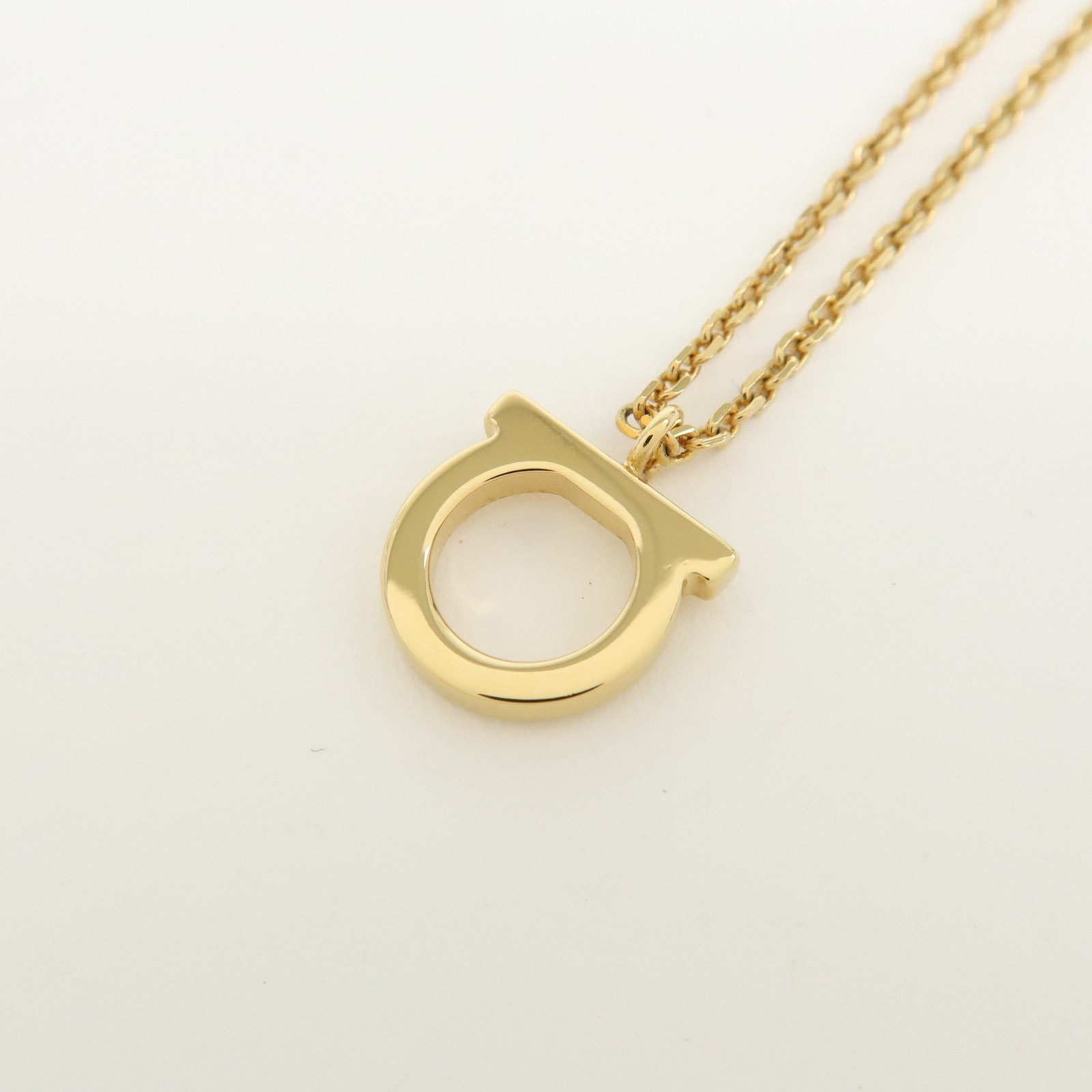 Ferragamo Gancini Logo Metal Necklace Gold