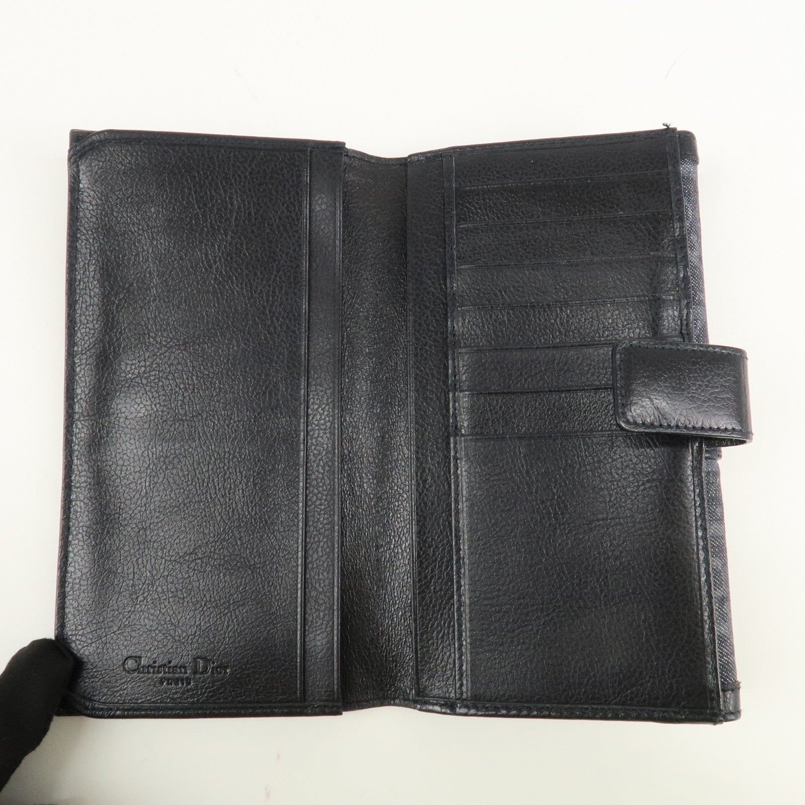 Christian Dior Flight Line Trotter Canvas Leather Logo Charm Wallet Used