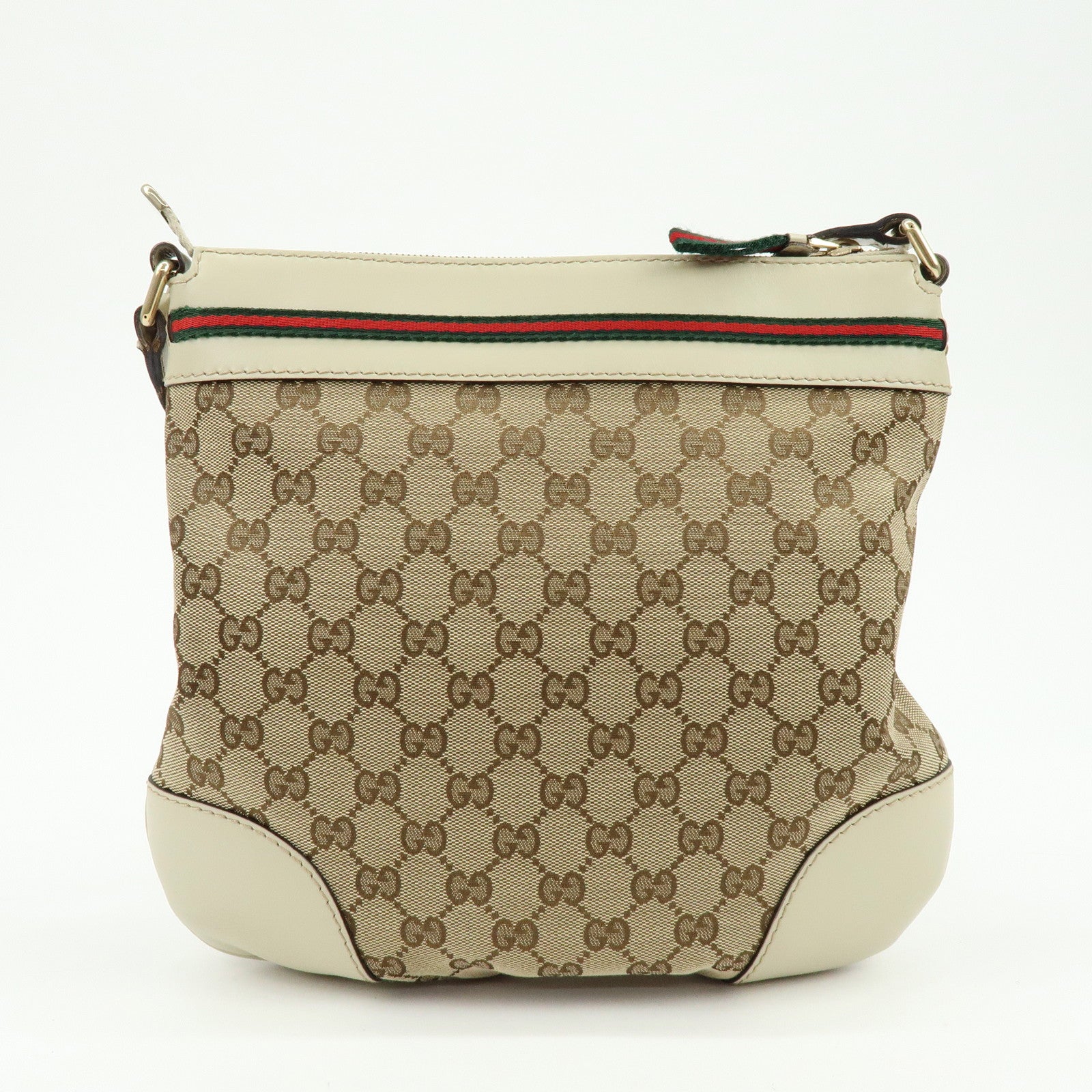 GUCCI Mayfair Sherry GG Canvas Leather Shoulder Bag Beige 257065
