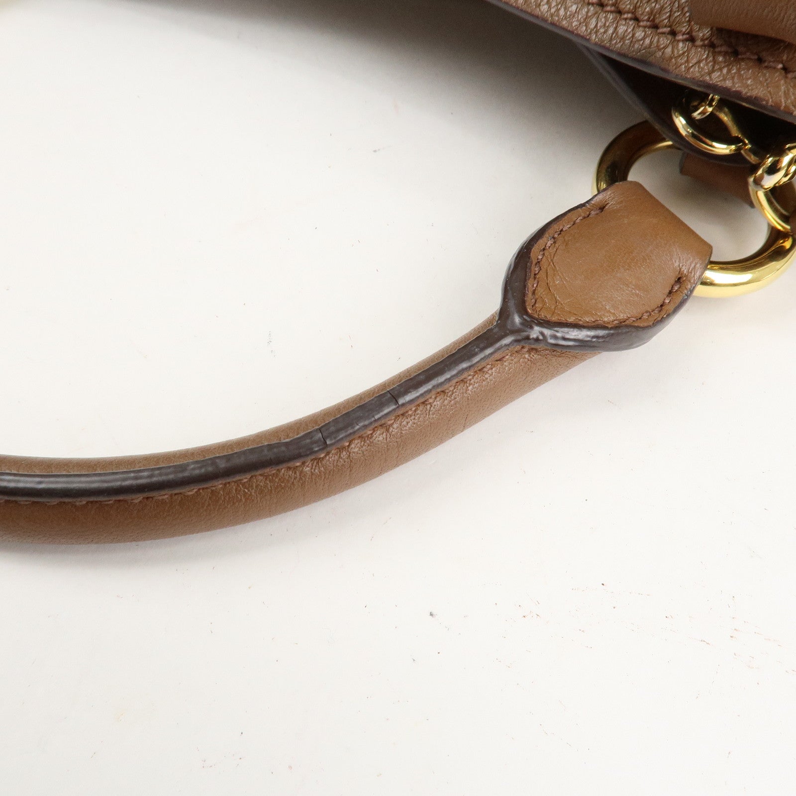 MIU MIU Vitello Phenix Leather Shoulder Bag Hand Bag Brown RN0886 Used