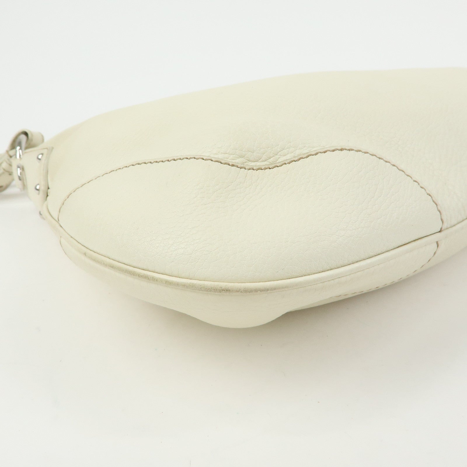 PRADA Logo Leather Hand Bag Shoulder Bag White