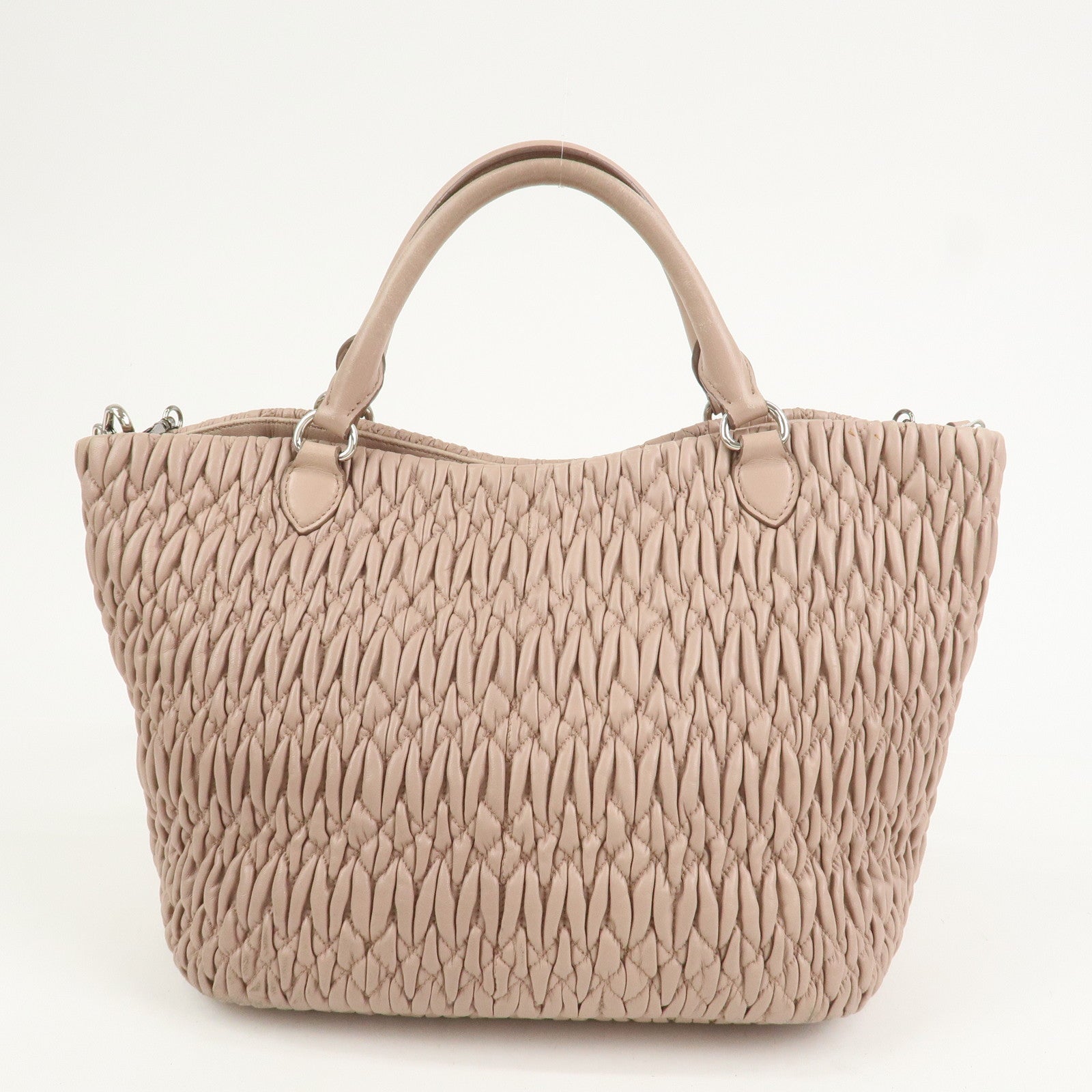 MIU MIU Matelasse Nappa Crystal Leather 2Way Shoulder Bag 5BE896