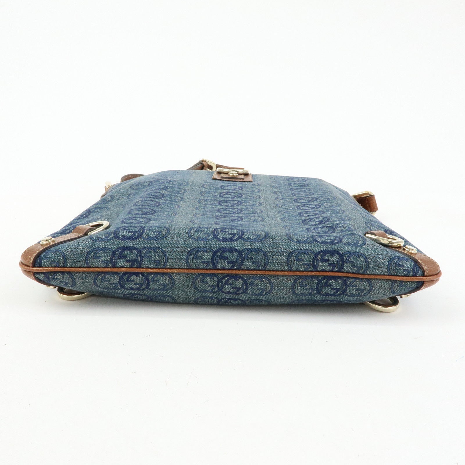 GUCCI Abbey Denim Leather Shoulder Bag Crossbody Bag Blue 131326