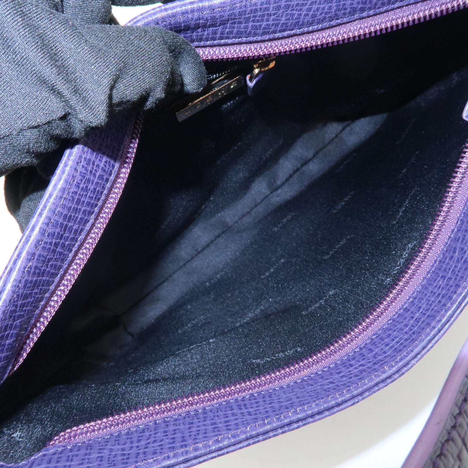 LOEWE Leather Shoulder Bag Hand Bag Purple