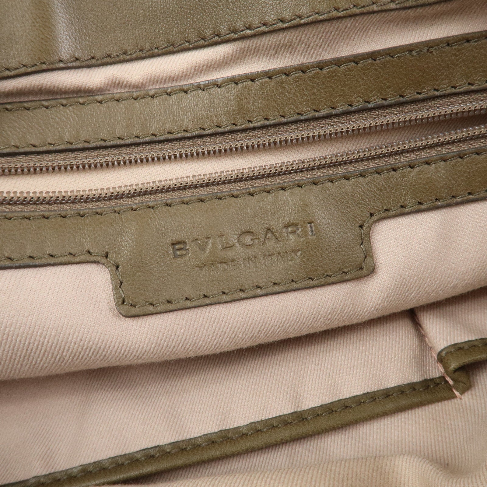 BVLGARI Collezione Leather Tote Bag Hand Bag Brown EK.C10.31337