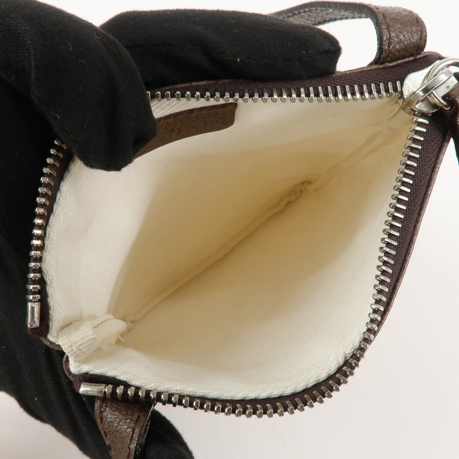 BVLGARI Logo Mania Leather Canvas Shoulder Bag Beige Brown