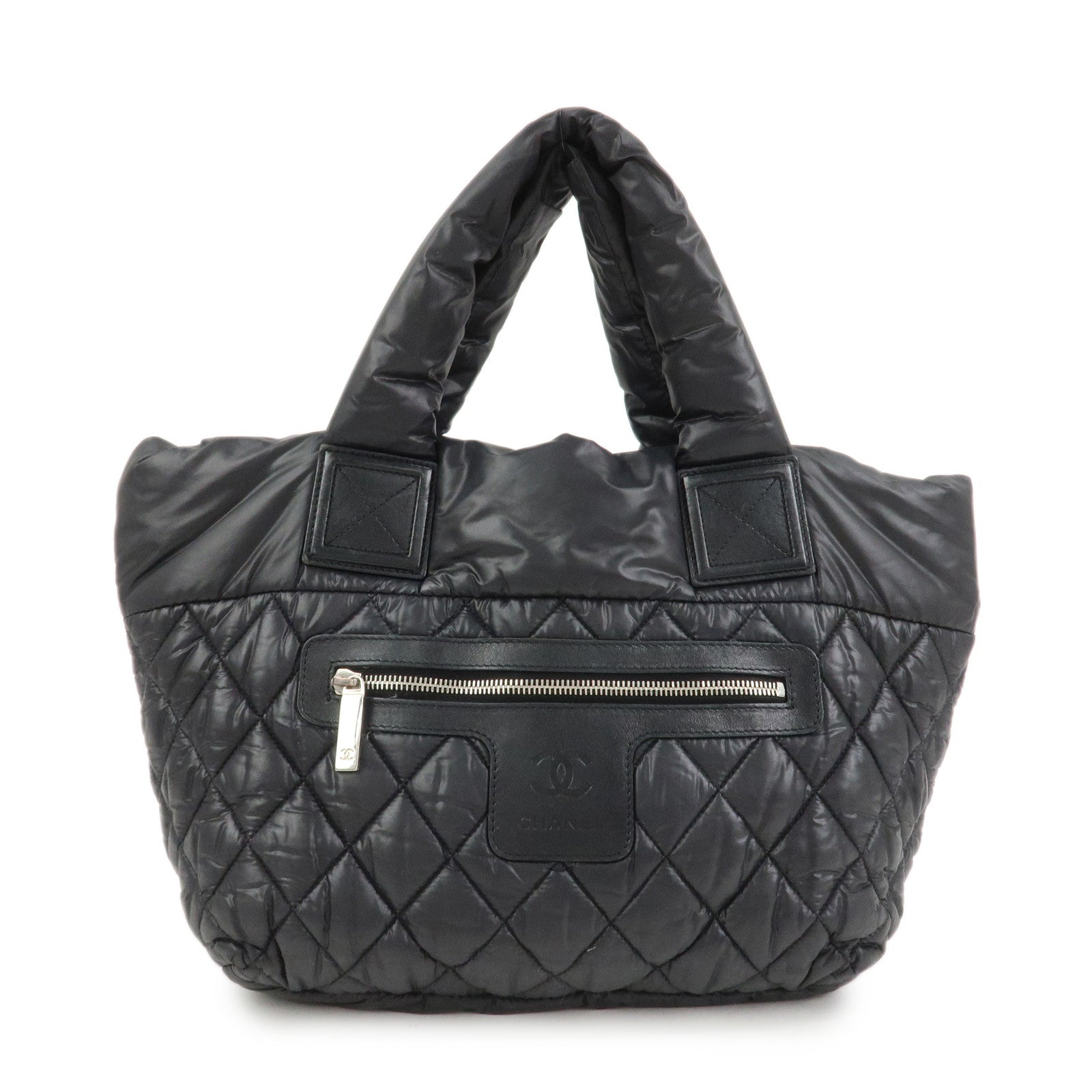 CHANEL COCO Cocoon PM Nylon Calf Leather Tote Bag Black A48610