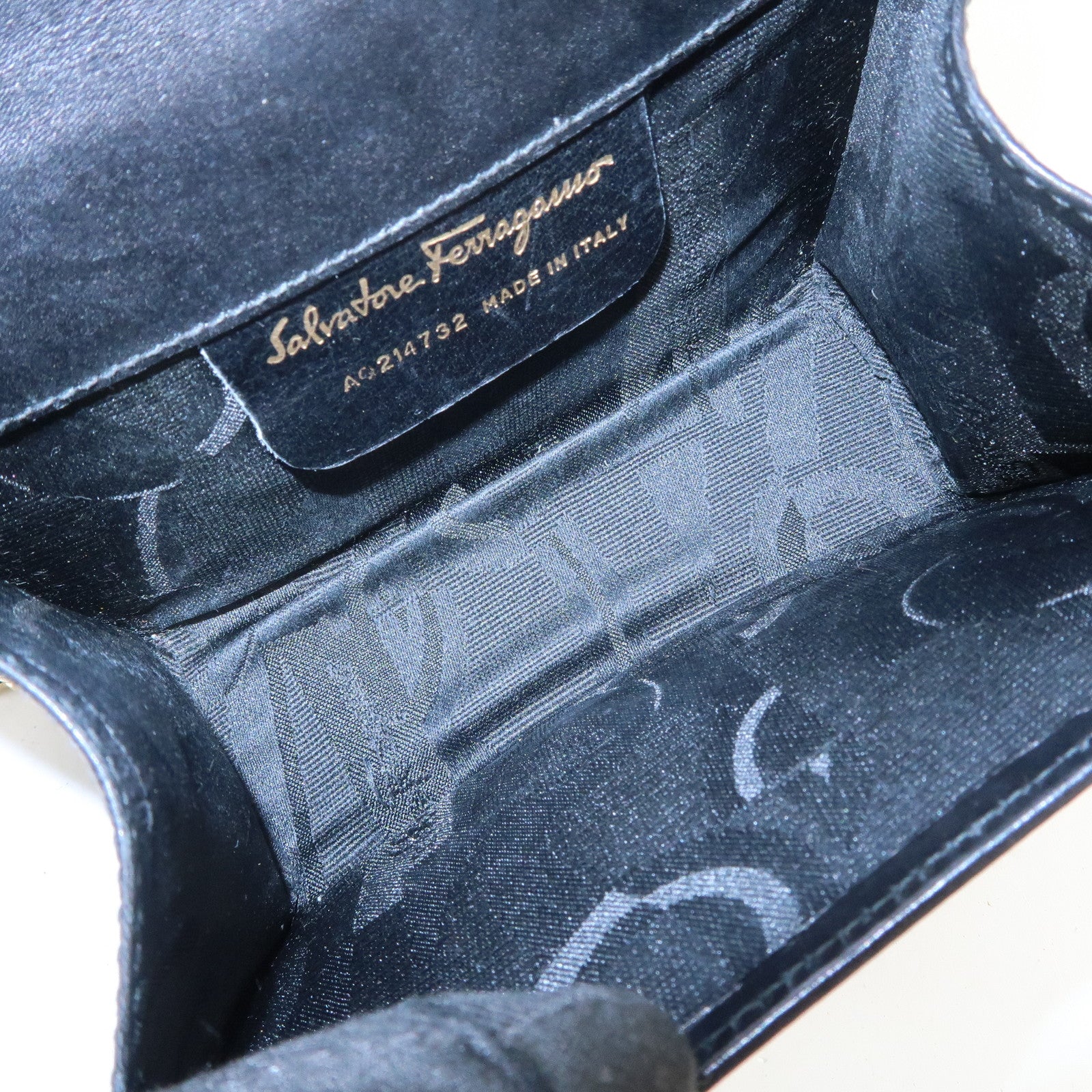 Ferragamo Gancini Embossed Leather Chain Shoulder Bag Black