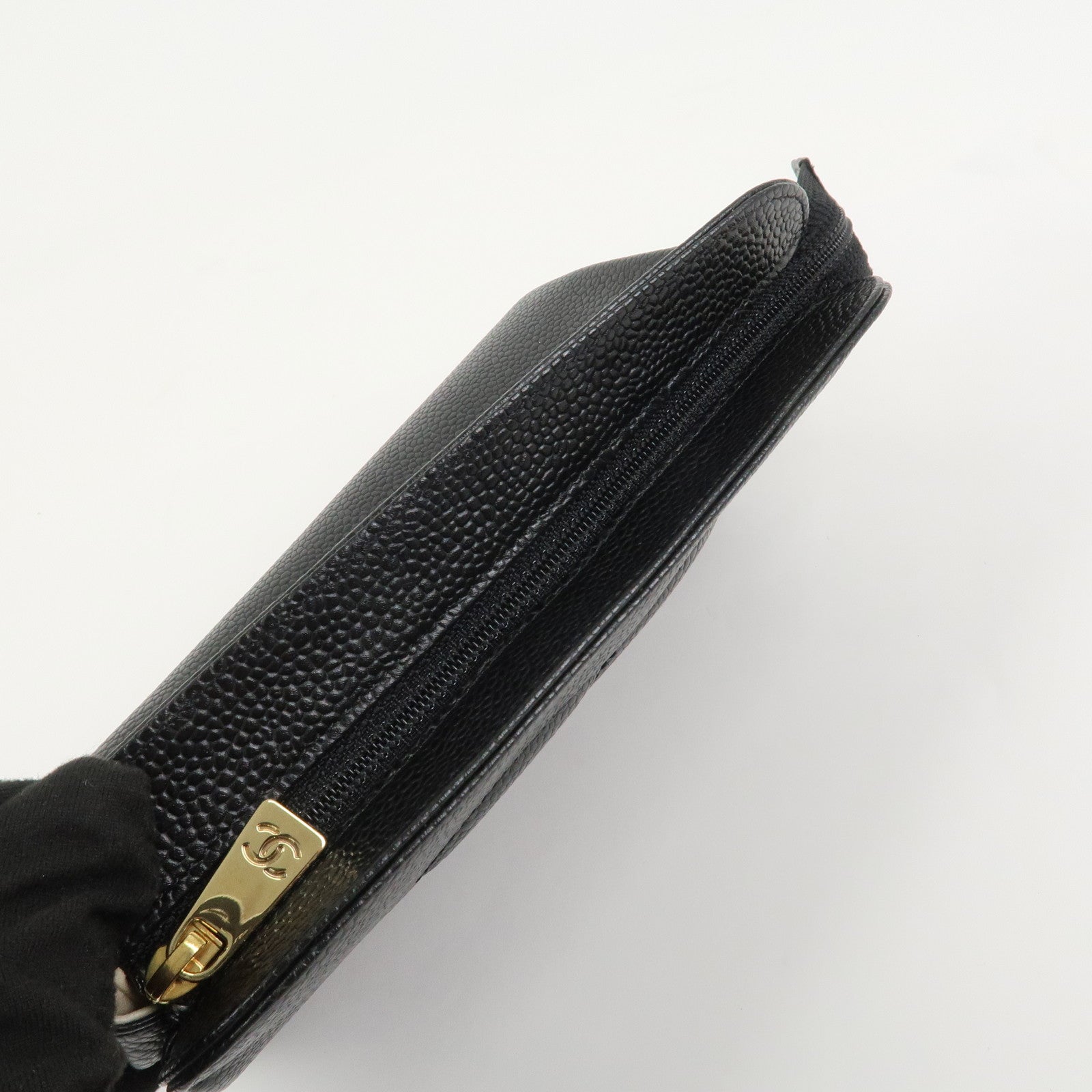 CHANEL COCO Mark Caviarskin Cosmetic Pouch Black