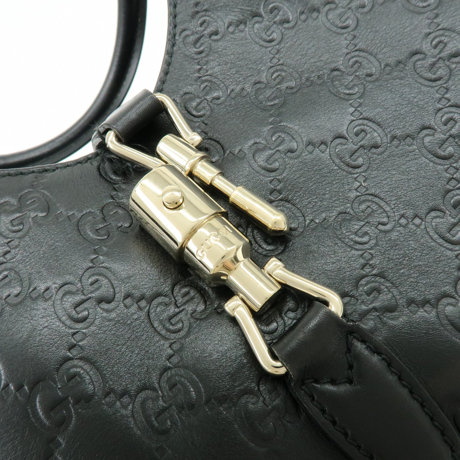 GUCCI Jackie Guccissima Leather Hand Bag Shoulder Bag Black 14819