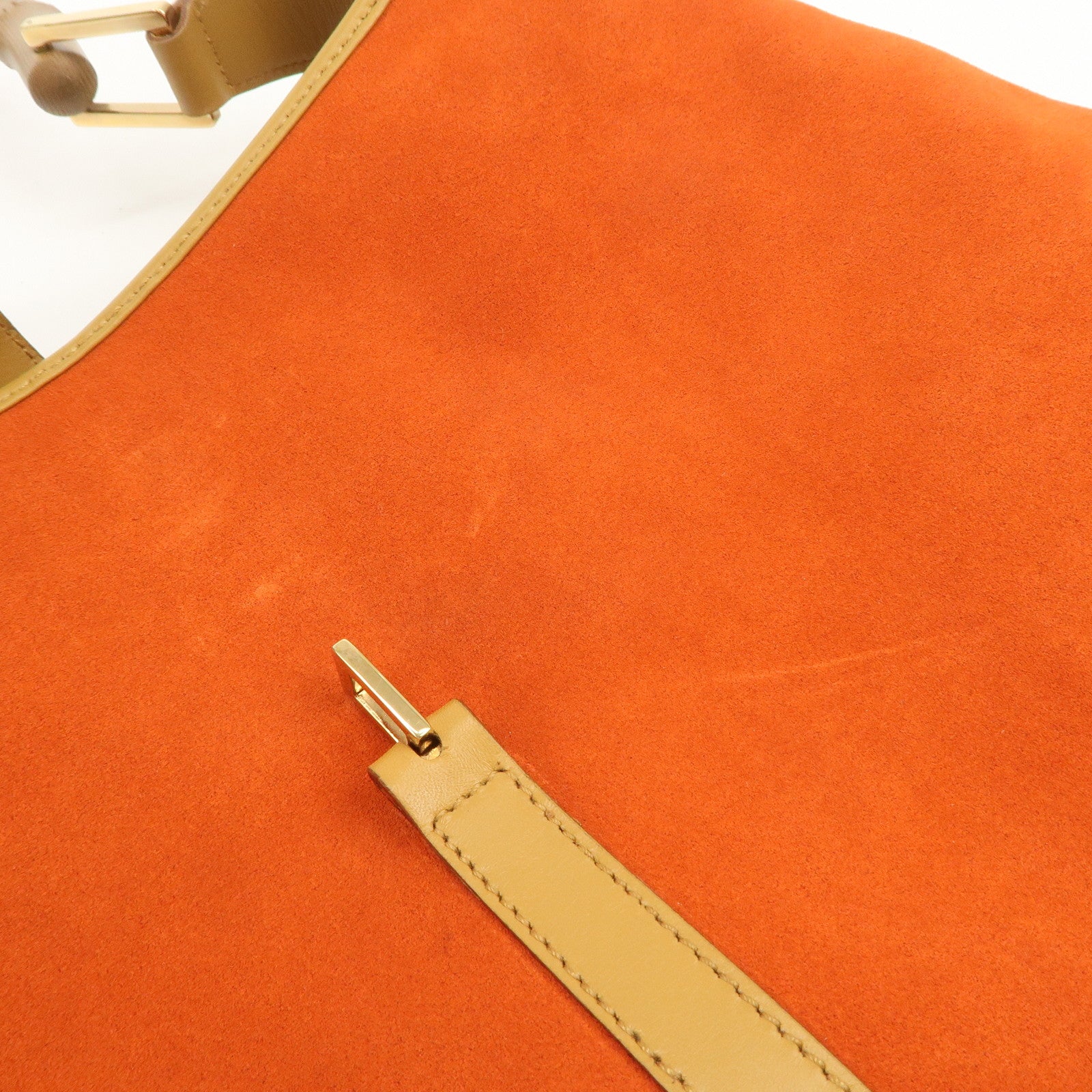 GUCCI Bamboo Suede Leather Shoulder Bag Orange 001・4060・002058