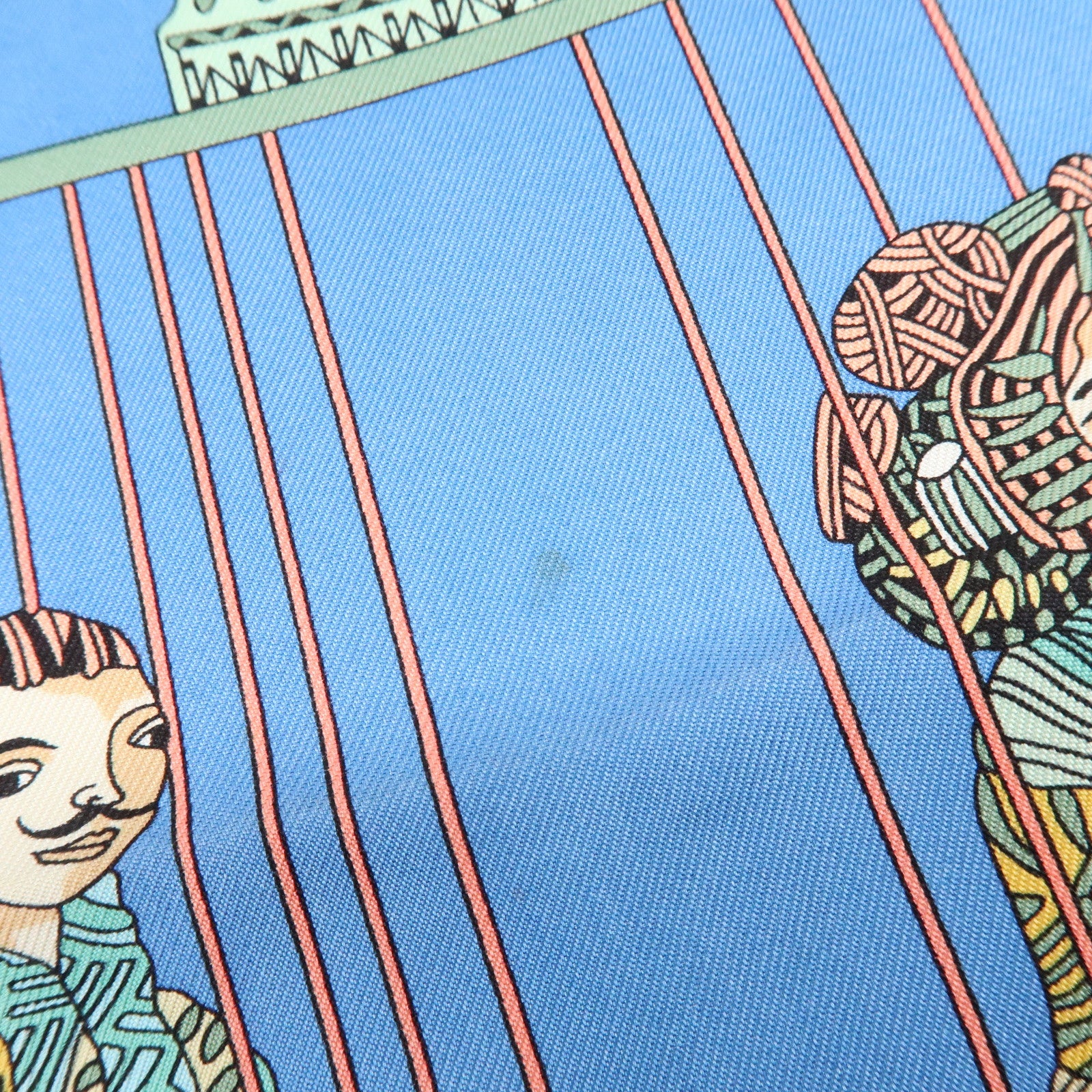 HERMES Carre 90 Silk 100% Scarf LE TEMPS des MARIONNETTES Blue