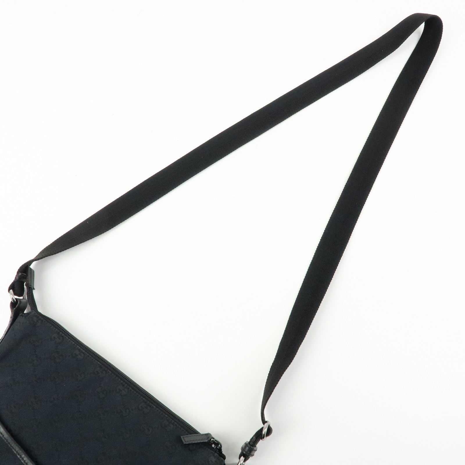GUCCI GG Canvas Leather Shoulder Bag Crossbody Bag Black 145857