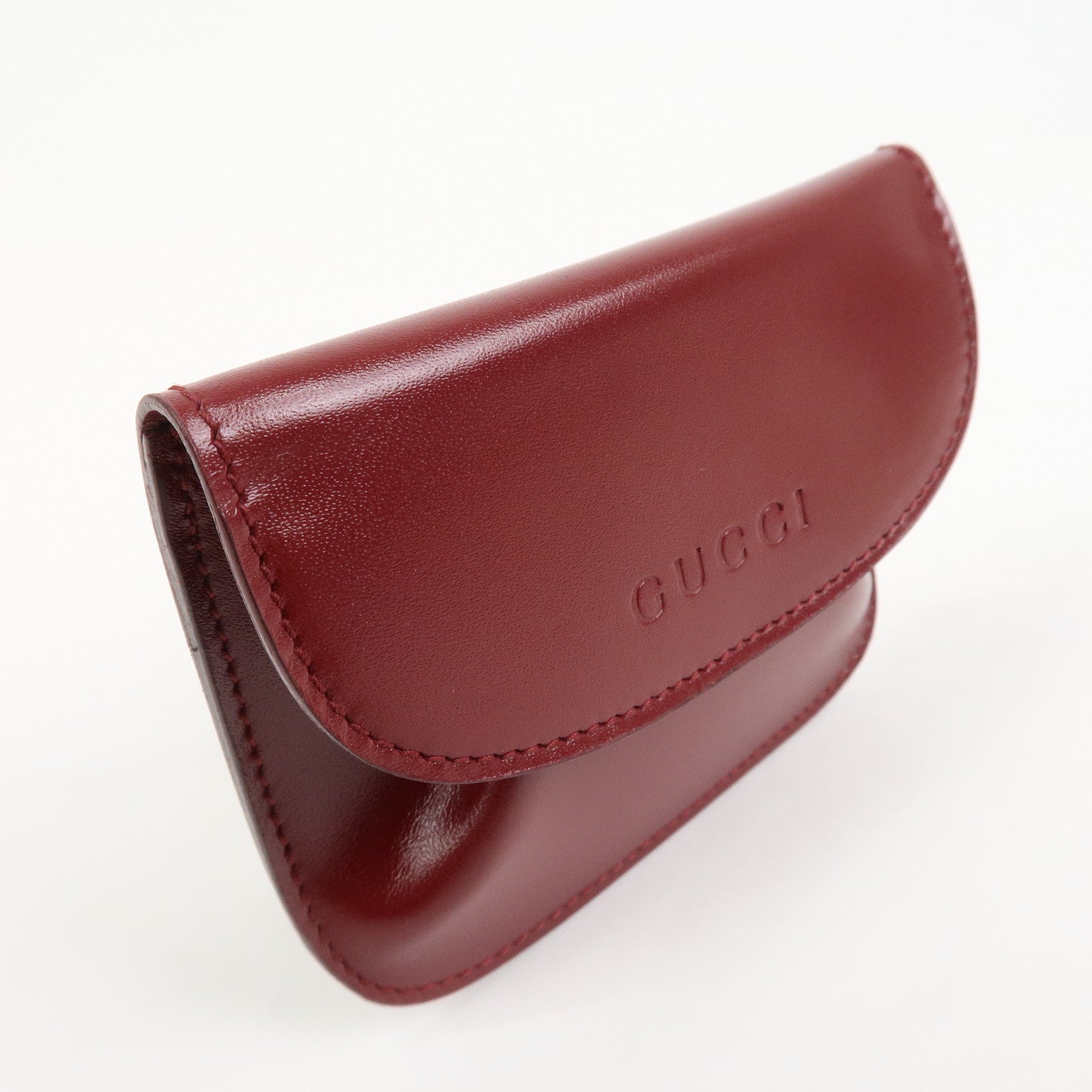 GUCCI Logo Leather Coin Case Coin Purse Red 030.2091