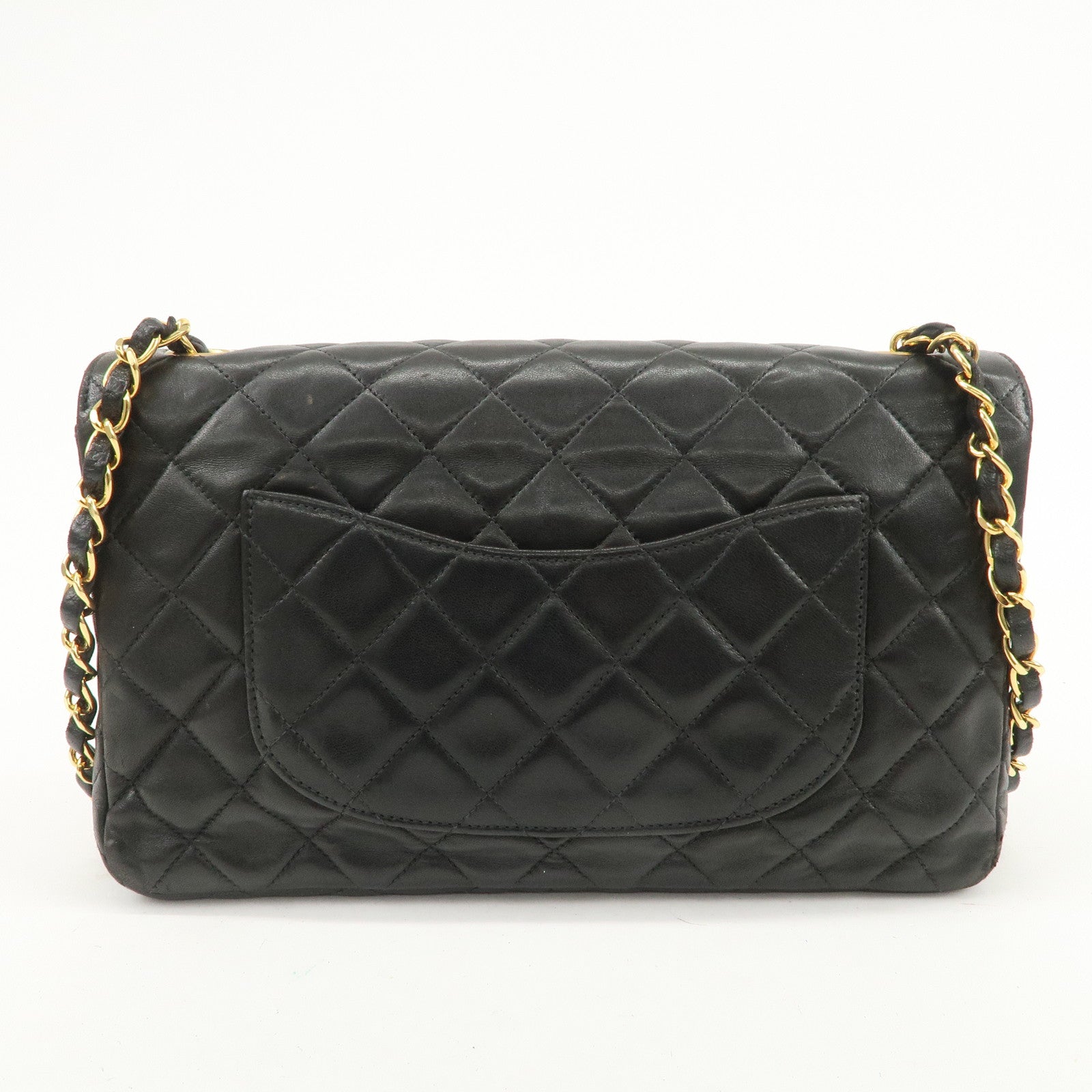 CHANEL Matelasse Lamb Skin Chain Shoulder Bag Black A01112