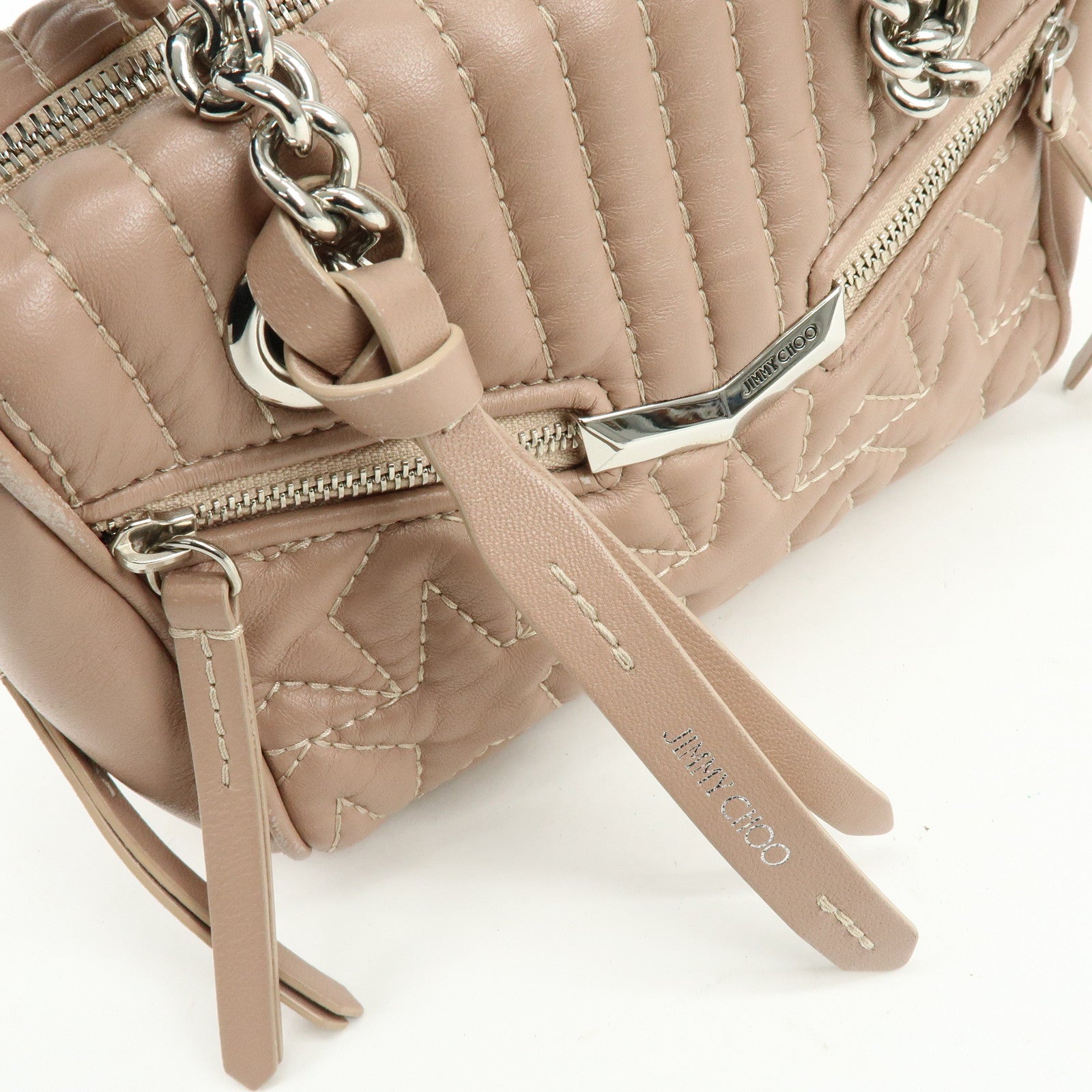 JIMMY CHOO Helia Quilting Leather Chain 2Way Bag Hand Bag Pink