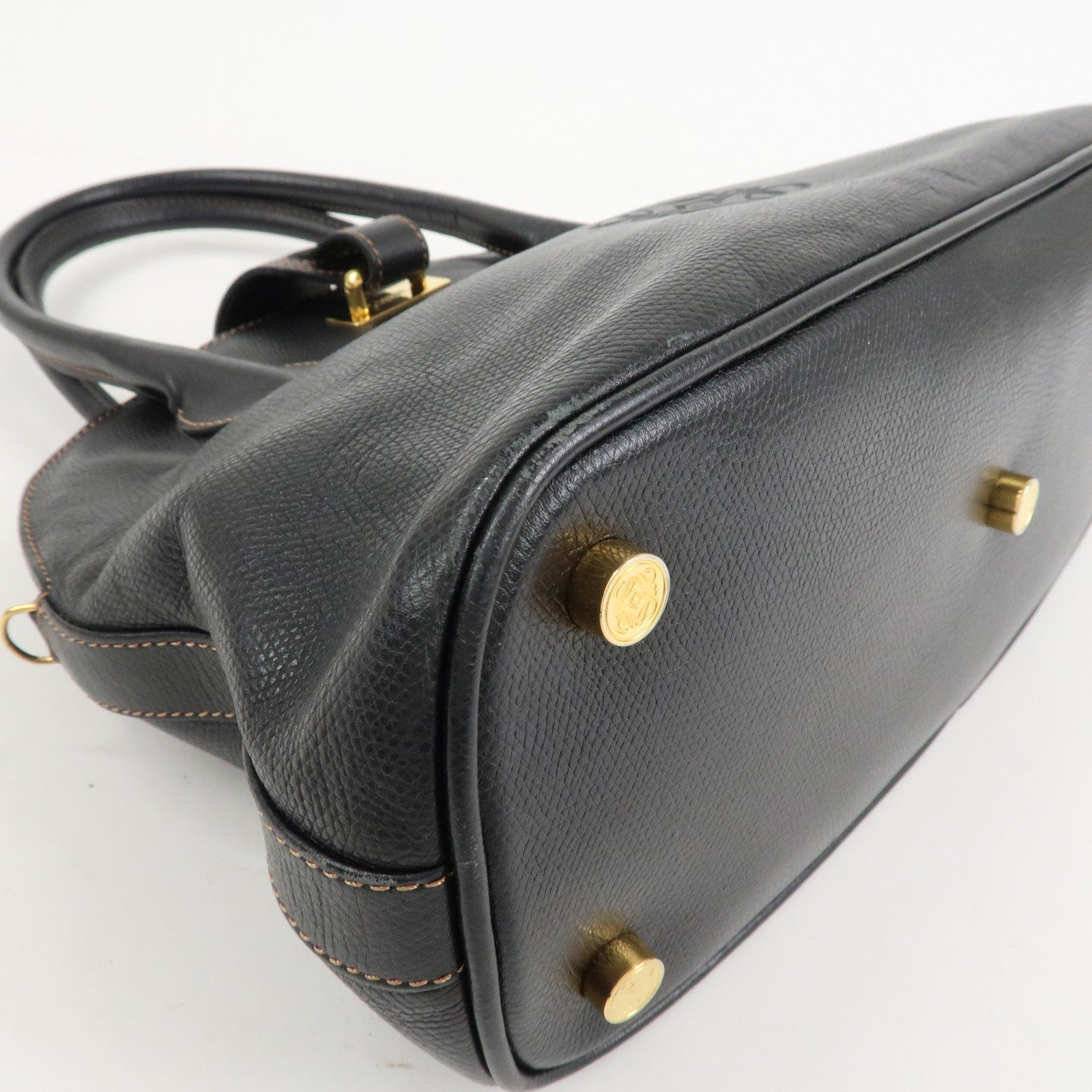 LOEWE Anagram Leather 2WAY Bag Shoulder bag Hand Bag Black