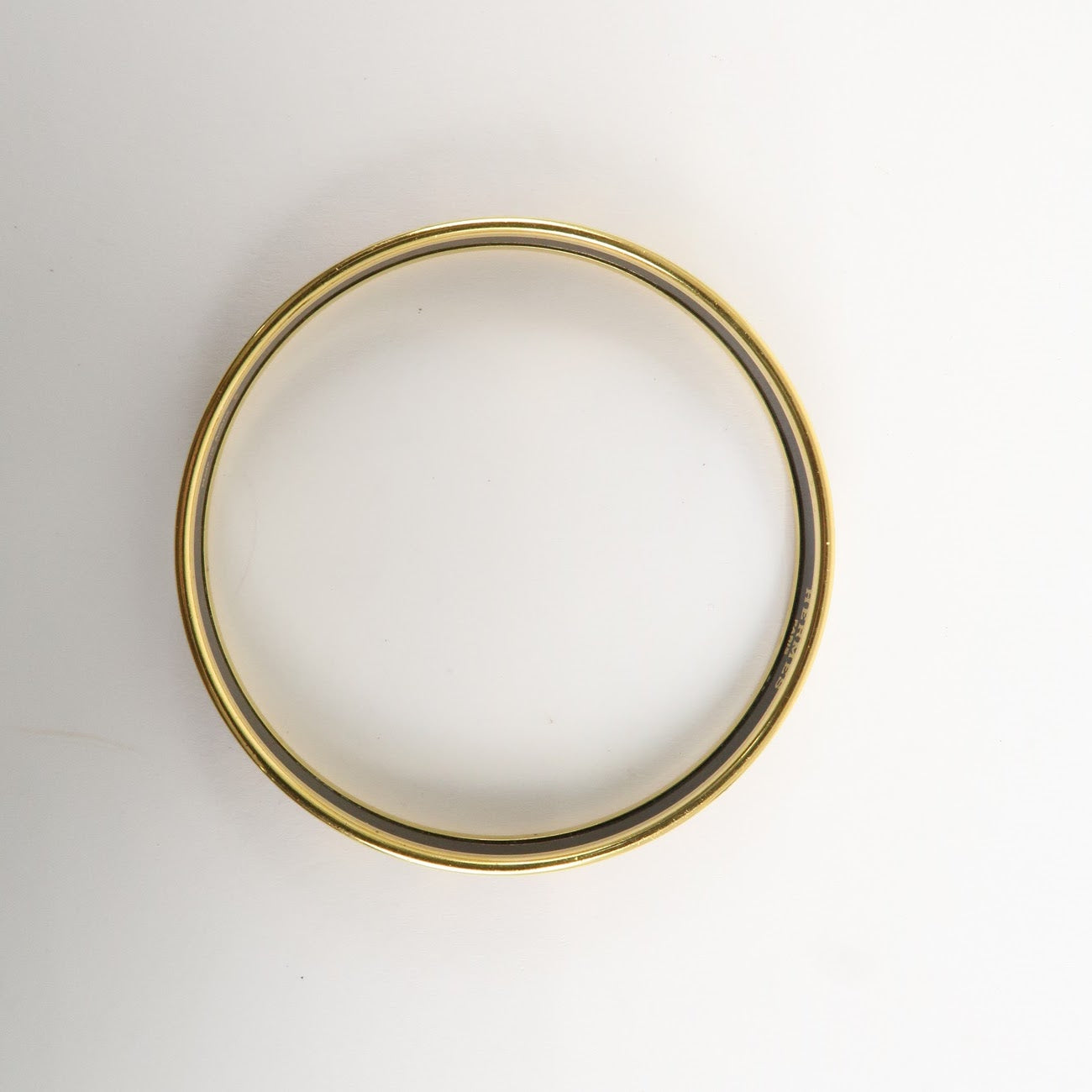 HERMES Plating Email PM Bangle Bracelet Black Gold Red Used