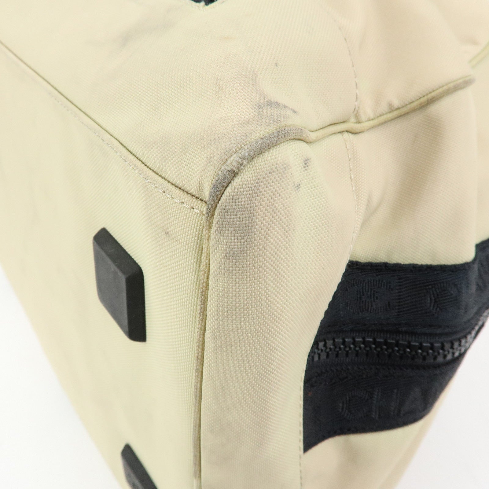 CHANEL CHANEL Sports Nylon Boston Bag Shoulder Bag Beige Black