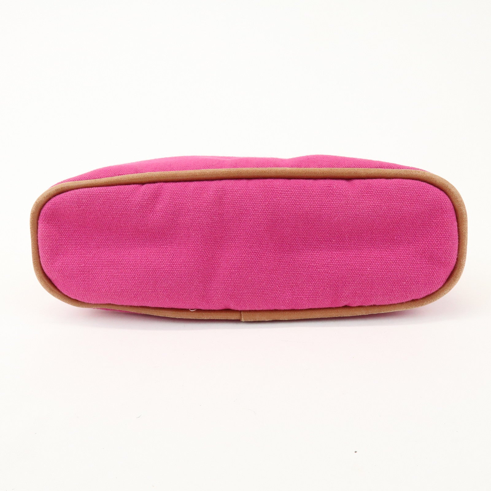 HERMES Logo Cotton Leather Bolide Pouch Mini Cosmetic Pouch Pink