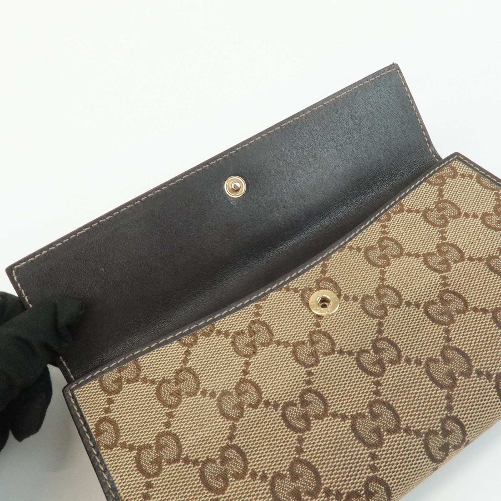 GUCCI Set of 2 GG Canvas Leather Wallet Beige Brown 203550/112715 Used