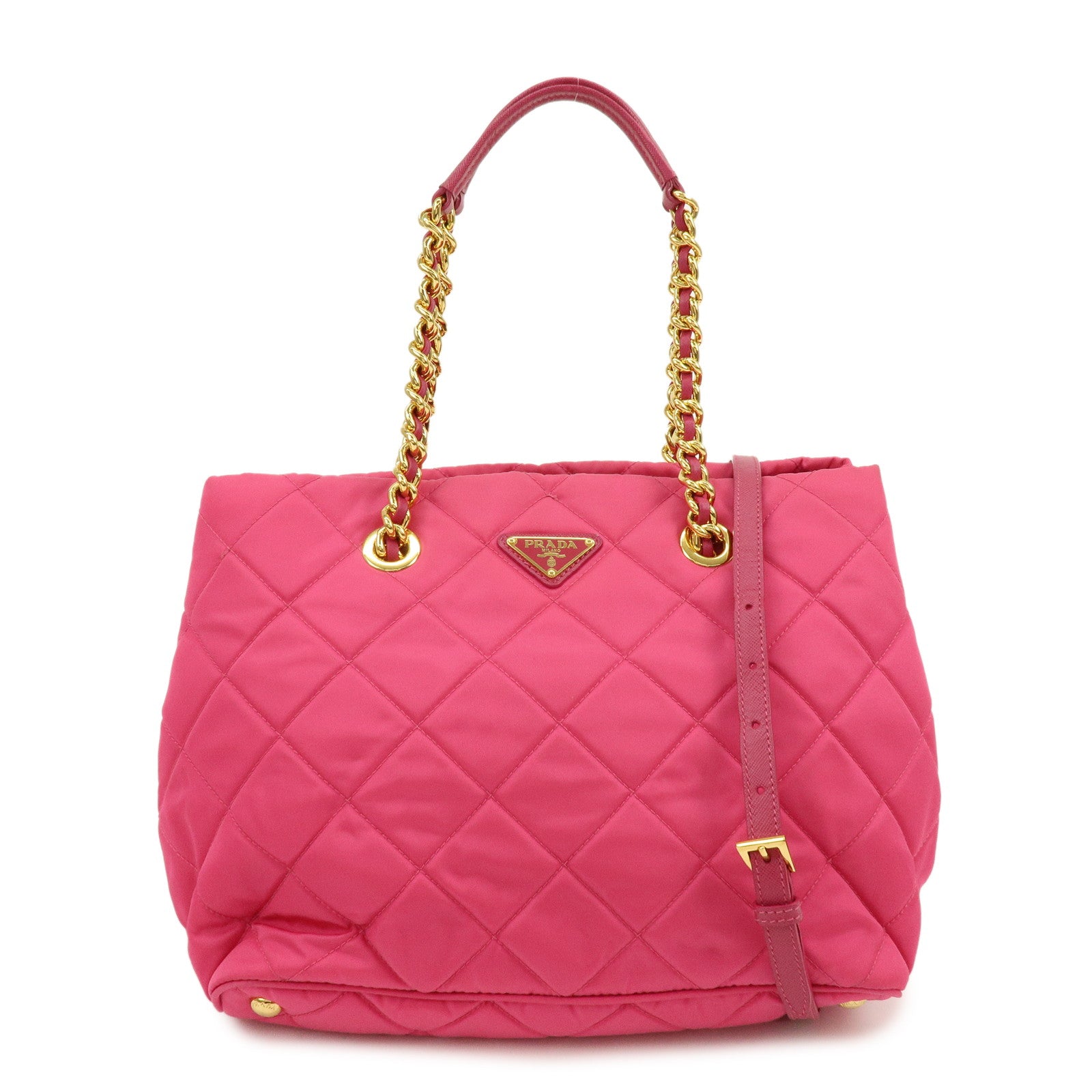 PRADA Triangle Logo Nylon 2Way Hand Bag Shoulder Bag Pink BN2740